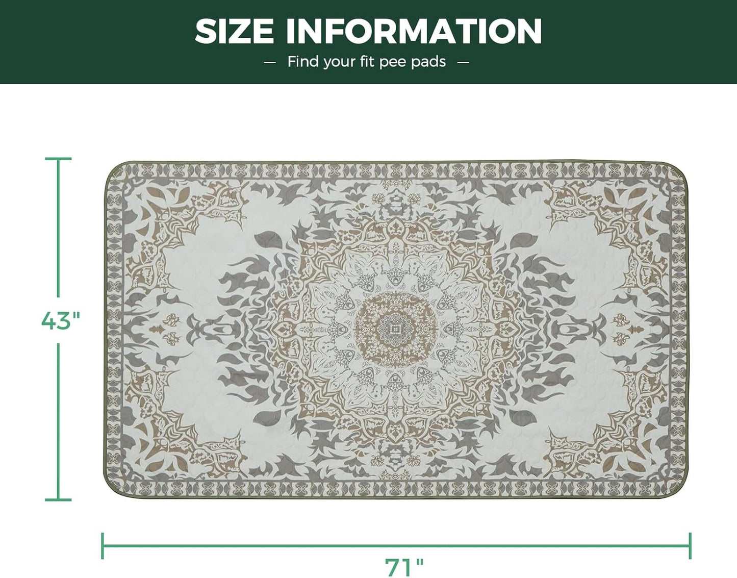 FXW Washable Pee Pads for Dogs, Puppy Pads with Super Absorbent, Specifically Designed for FXW Rollick/Homeplus 32 inch 6 Panels Dog Pen, 72" × 43" Rectangle, Boho, 1 Pack