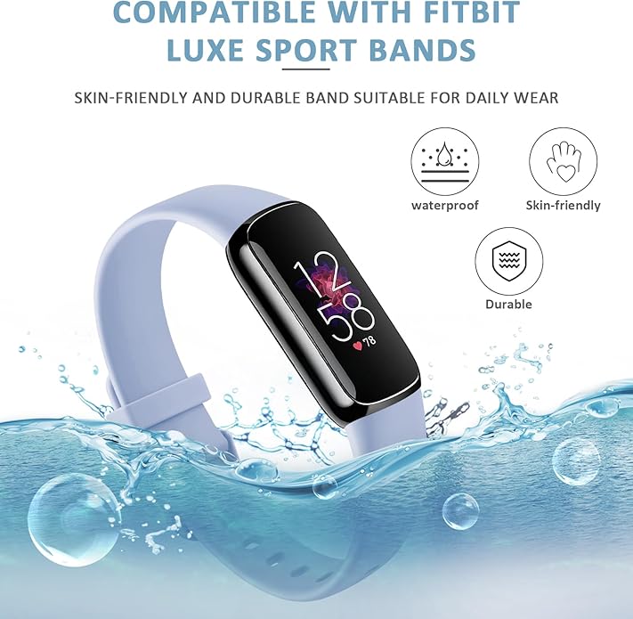 AK Sport Band Compatible with Fitbit Luxe Bands for Women Men, Soft Silicone Replacement Sport Straps Wristbands for Fitbit Luxe Fitness and Wellness Tracker