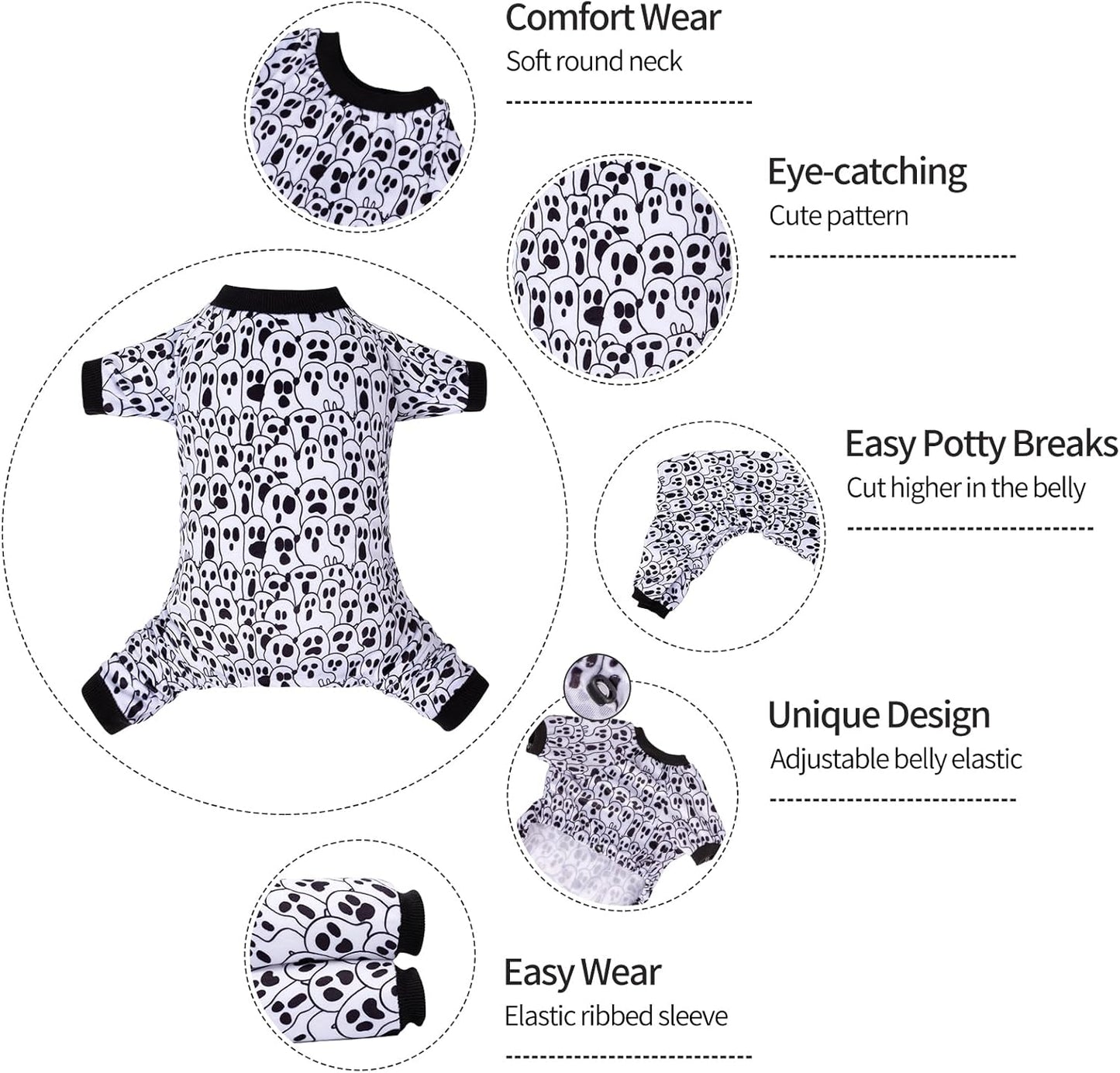 CuteBone Small Dogs Outfit Soft Puppy Onesies Pjs Halloween Dog Pajamas Pet Coat Cat Apparel Comfy Doggie Jumpsuit Bodysuit for All Seasons P300S