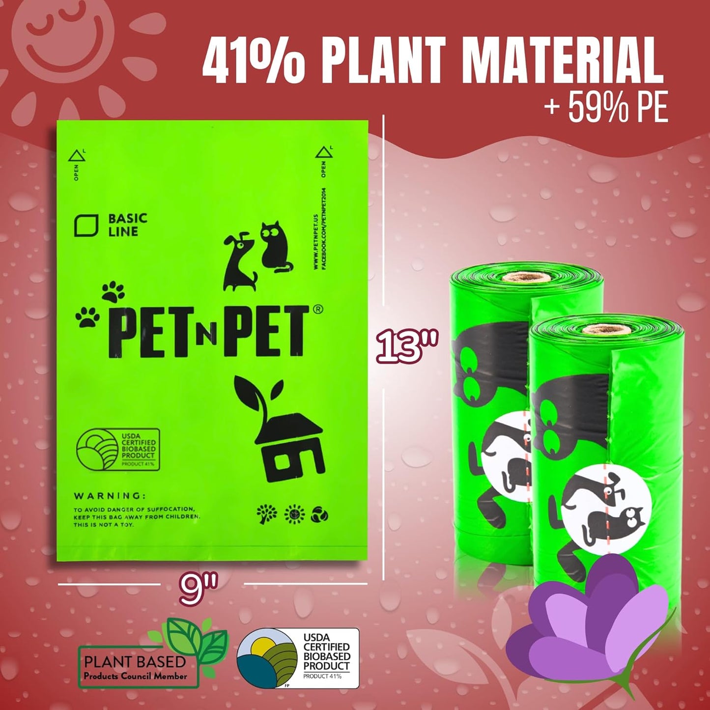 Pet N Pet Poop Bags For Dogs, Green 270 Counts Lavender Scented Dog Poop Bags Rolls, Dog Bag, Pet Waste Bag