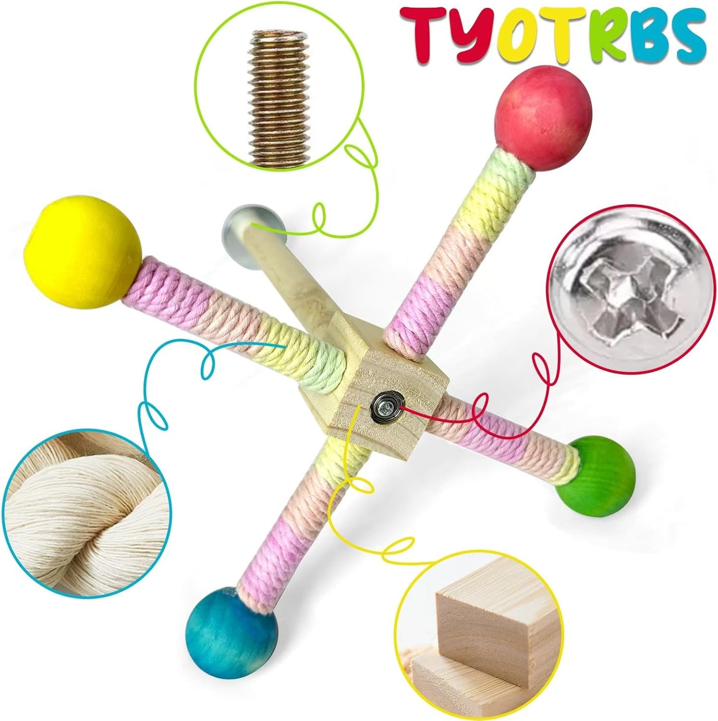 Parakeet Toys, Bird Toy Conure Grass Mat Budgie Shredder Hanging Set Cockatiel Foraging Toys Parrot Climbing WallToy Lovebird Cage Accessories for Small Birds (360 Spinning Toy)