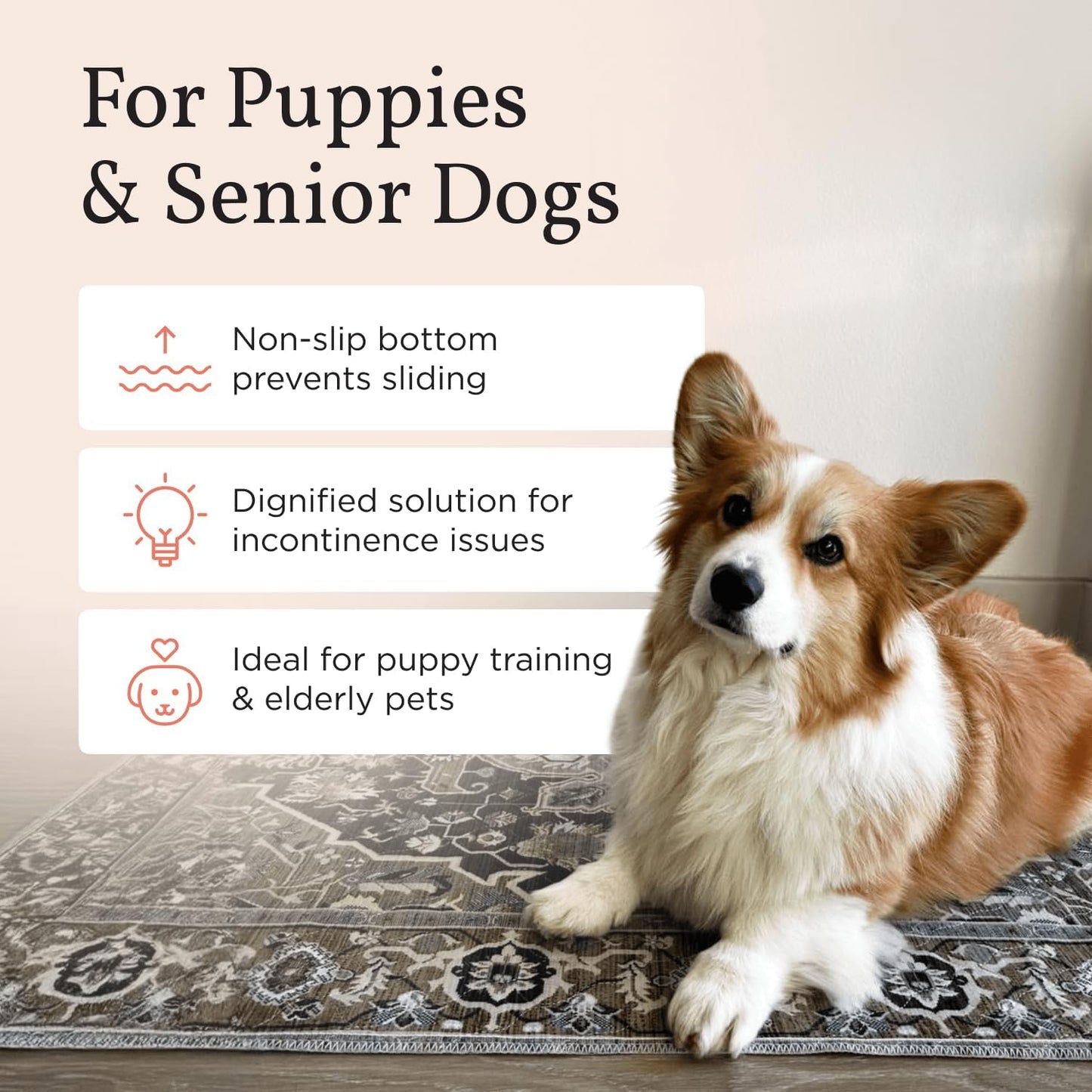 LOVEWAG Washable Dog Pee Pads, 24" x 36", 3 Waterproof, Non-Slip, Super Absorbent, Reusable Machine-Washable, 2-Pack (Peacock Garden)