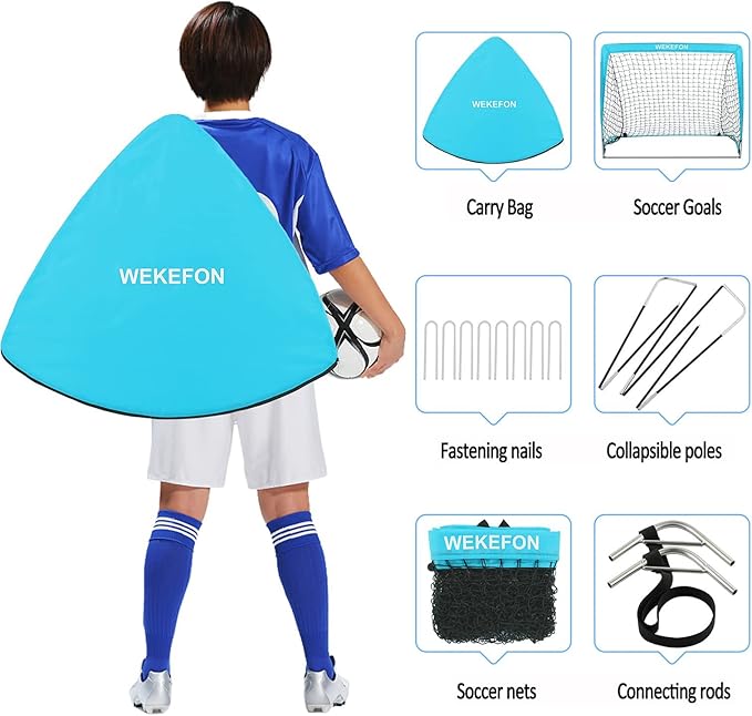 Soccer Goal Kids Soccer Net for Backyard Set 2 - 2.9'x2.4' Portable 1-8