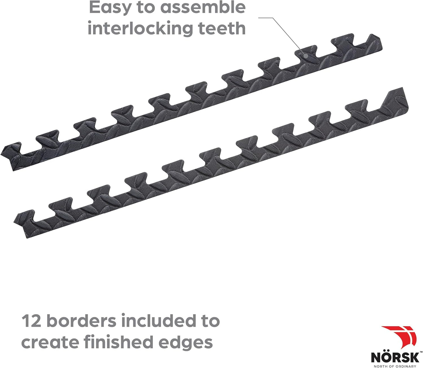 Norsk Foam Floor Gym Mats with Interlocking Tiles, .47" Thick, 24"x24", 24-Pack, 96 Square Feet, Diamond Plate Design, Grey