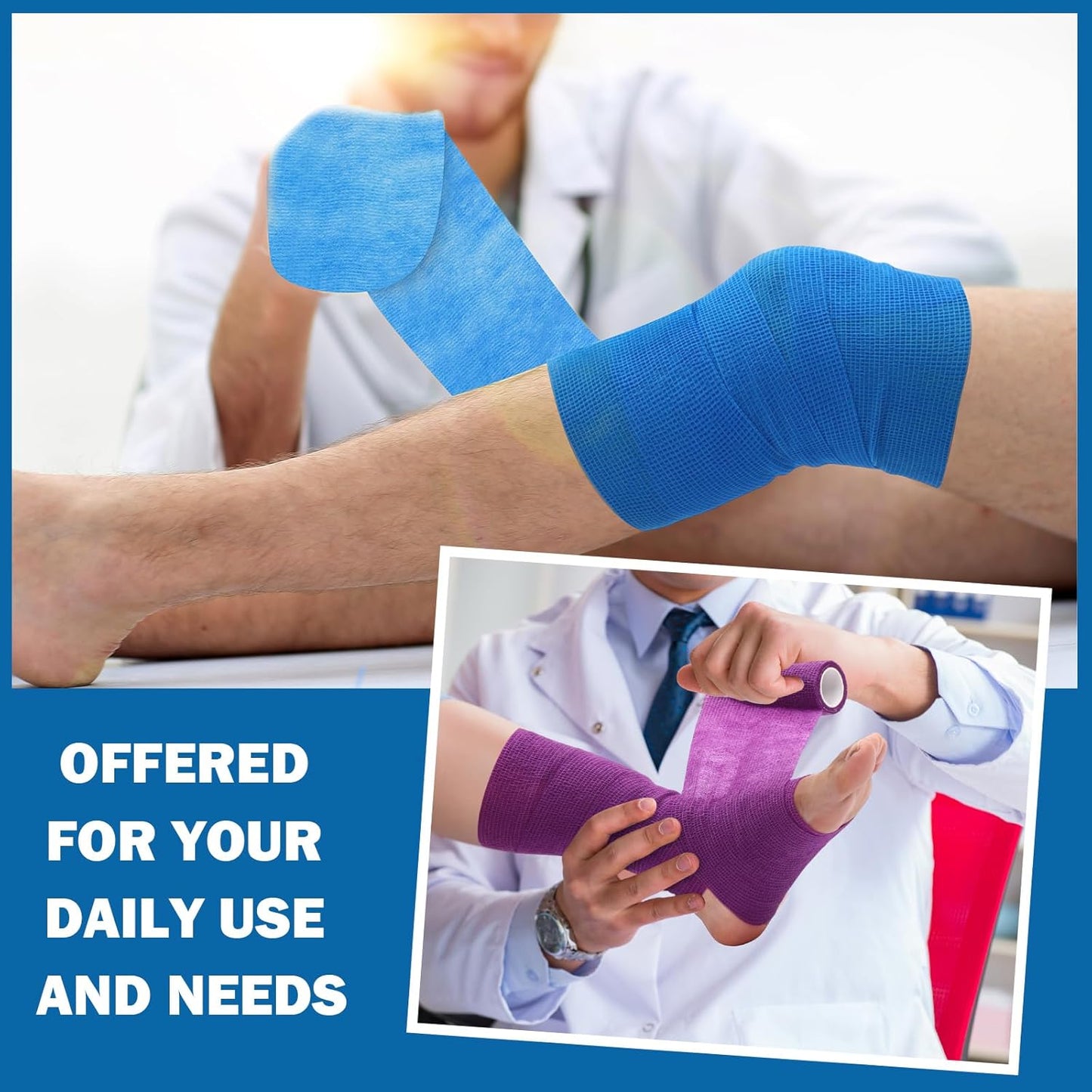 Treela 36 Pcs Self Adherent Bandage 4" X 5 Yard Wrap Breathable Cohesive Bandage Elastic Adhesive Tape for Stretch Athletic Sports Wrist Ankle(Light Color)