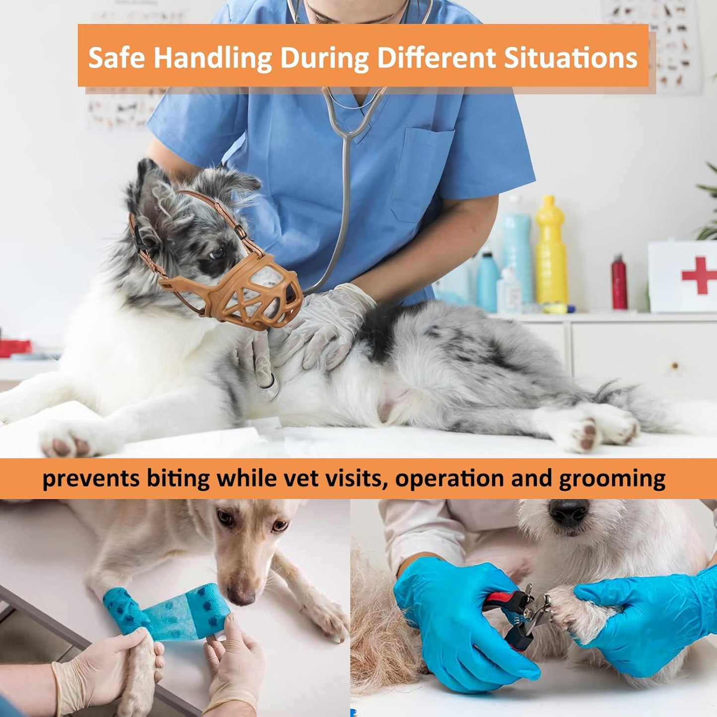 BARKLESS Dog Muzzle, Basket Muzzle for Biting, Chewing and Scavenging, Humane Cage Mouth Cover, Perfect for Grooming and Training Small Aggressive Reactive Dogs (XS, Brown)