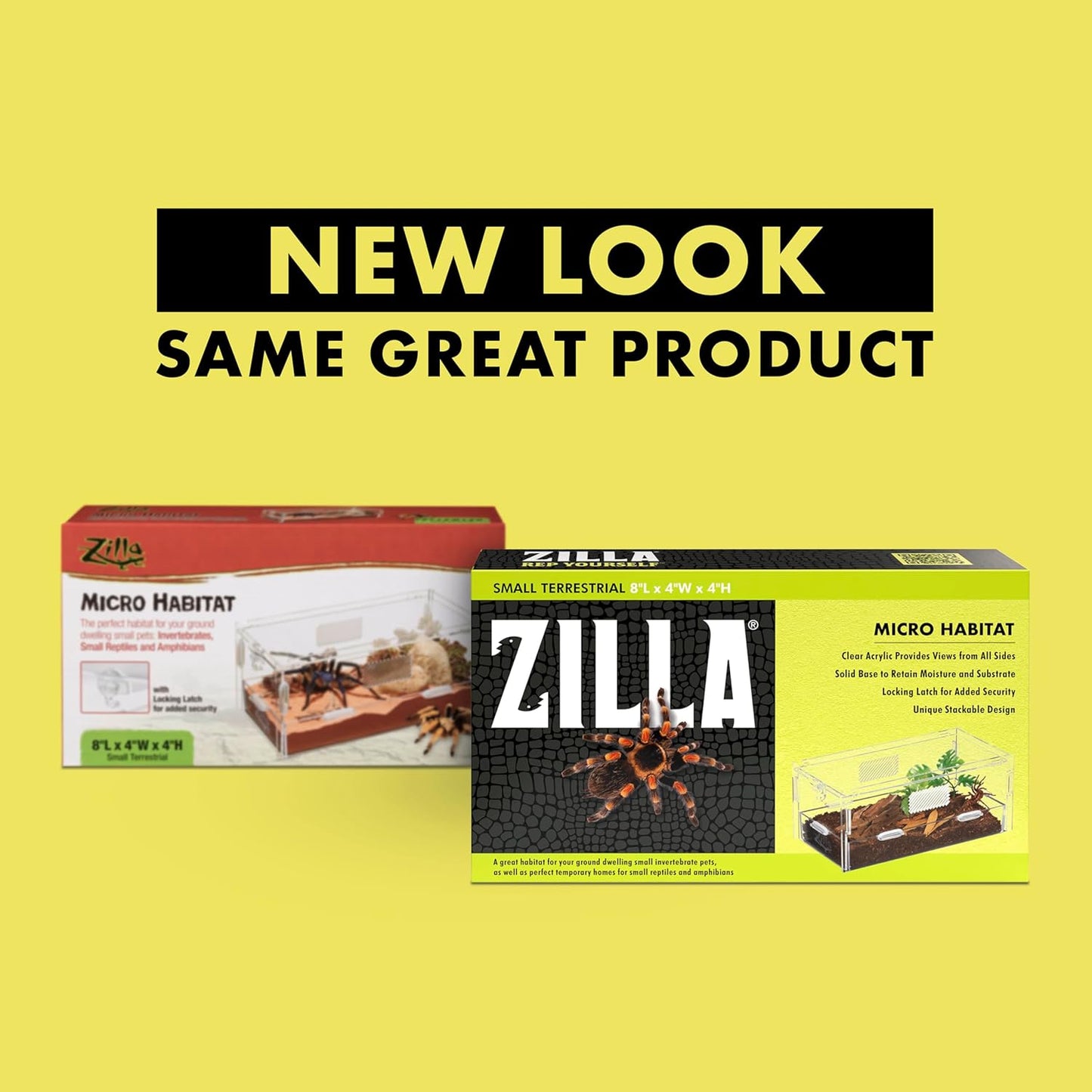 Zilla Micro Habitat Terrarium, Terrestrial, with Locking Latch, for Isopods, Spiders, Insects, Small