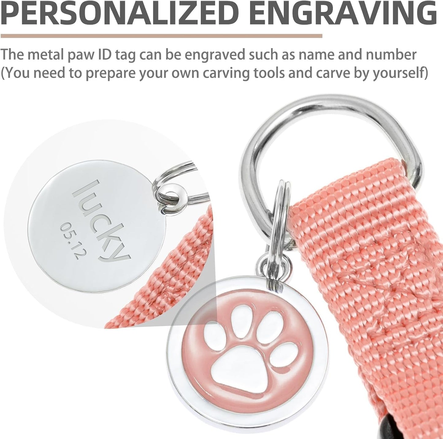 PUPTECK No Pull Dog Harness Soft Adjustable Basic Nylon Step in Puppy Vest Outdoor Walking with ID Tag LightCoral