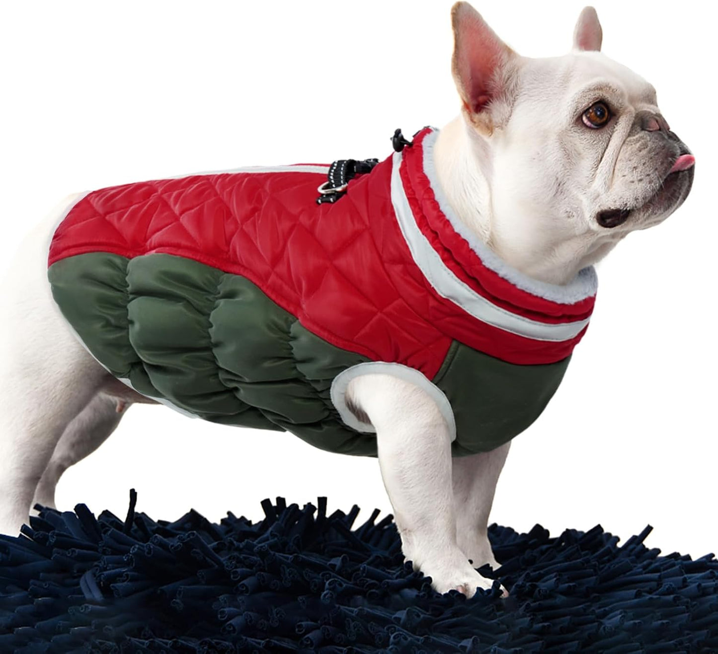 FUAMEY Dog Coat for Large Dogs,Waterproof Dog Winter Jacket with Harness Built in Puppy Cold Weather Coats Reflective Pet Vest with Zipper Warm Fleece Dogs Snowsuit Windproof Christmas L