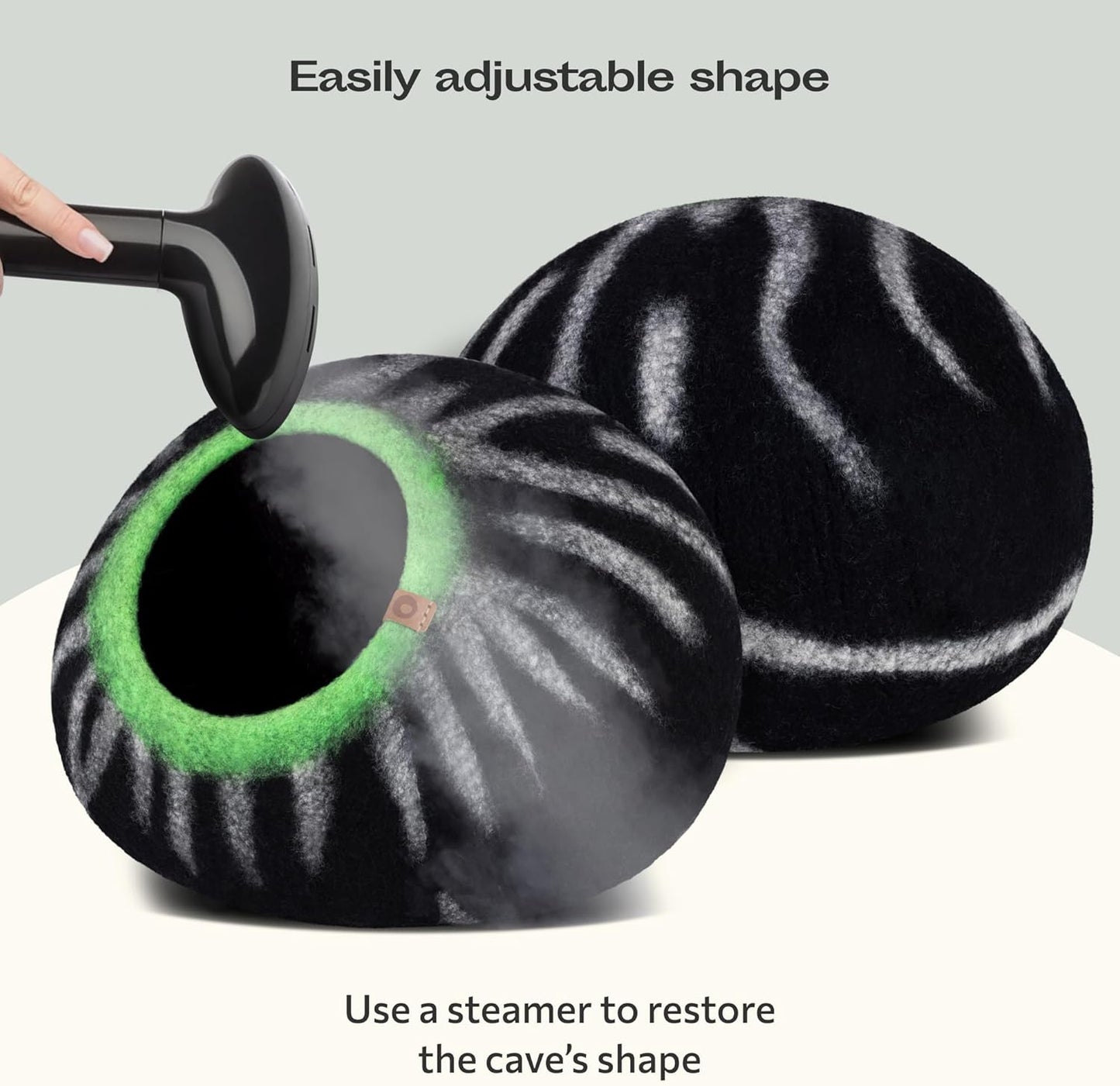 MEOWFIA Cat Cave – Premium Felt Cat Bed for Indoor Cats, Handmade 100% Merino Wool (Medium, Shining Tiger)