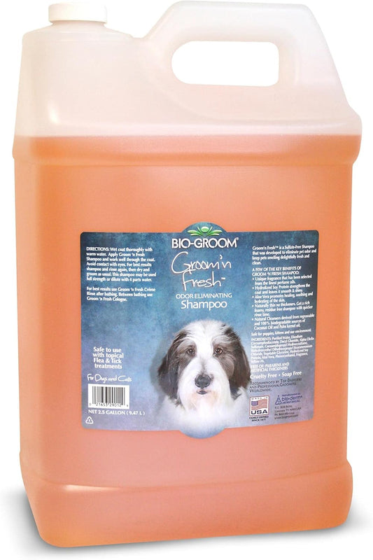 Bio-Groom Groom'n Fresh Dog Shampoo – Odor Eliminating, Dog Bathing Supplies, Puppy Wash, Cat & Dog Grooming Supplies, Cruelty-Free, Made in USA, Dog Products – 2.5 Gallons