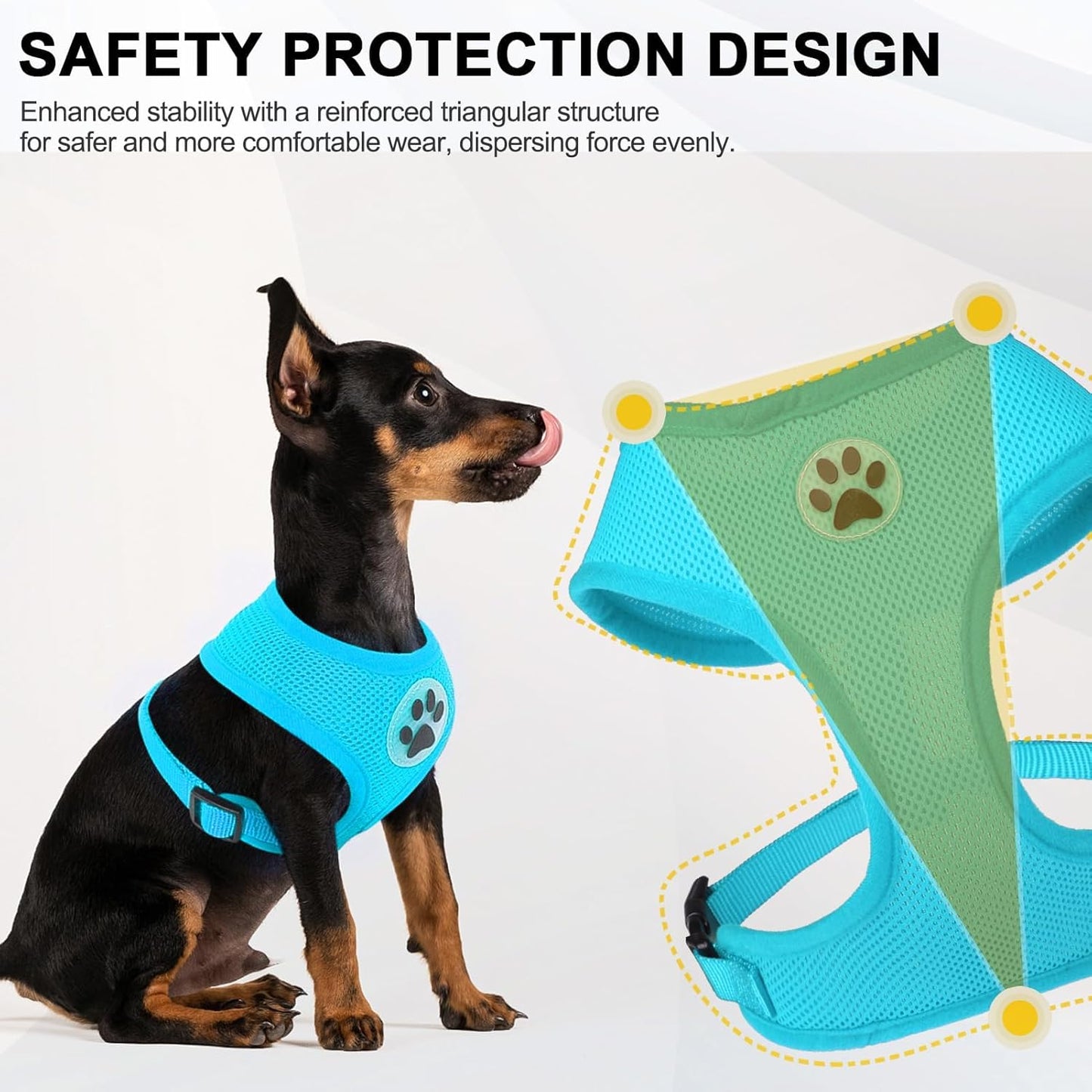 BINGPET No Pull Dog Harness,Soft Mesh Breathable All Weather Vest Harness,Safety Protection Design Durable Adjustable Step-in Easy Walk Dog Harness for Small Medium Large Dogs(RoyalBlue,XS)