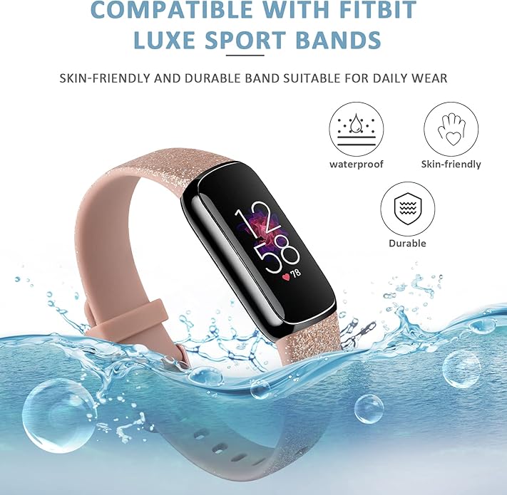 AK Sport Band Compatible with Fitbit Luxe Bands for Women Men, Soft Silicone Replacement Sport Straps Wristbands for Fitbit Luxe Fitness and Wellness Tracker