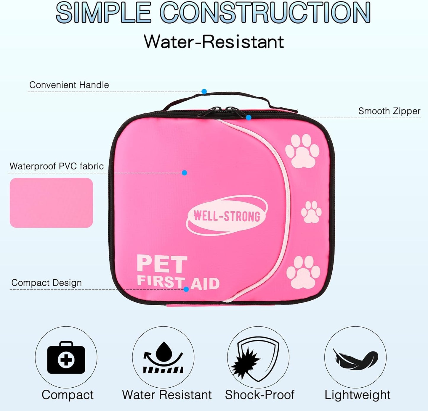 Pet First Aid Kit - Vet-Approved Survival Essentials for Dogs & Cats | Immediate Care Emergency Supplies with Trauma Pad, Tweezers & Bandages | Compact Travel Kit for Home, Camping, Car