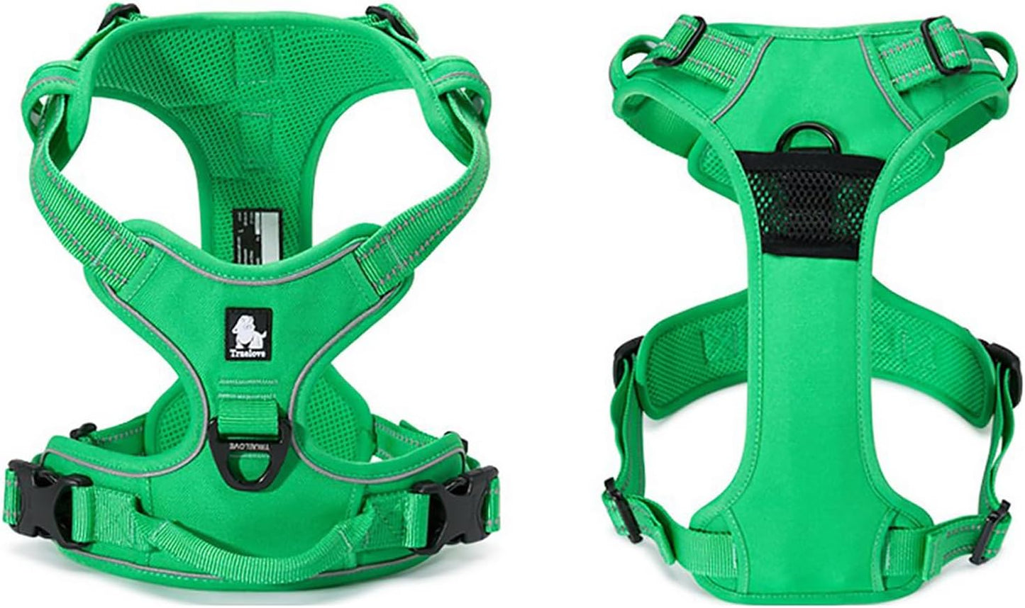 TRUE LOVE Adjustable No-Pull Dog Harness Reflective Pup Vest Harnesses Comfortable Control Brilliant Colors Truelove TLH5651(Grass Green,S)