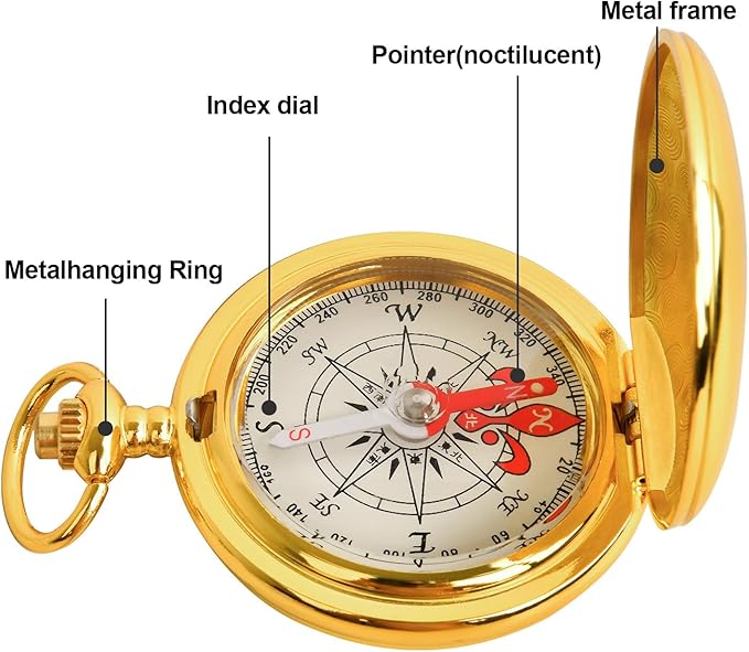 Pocket Compass for Hiking Survival Brass Small Metal
