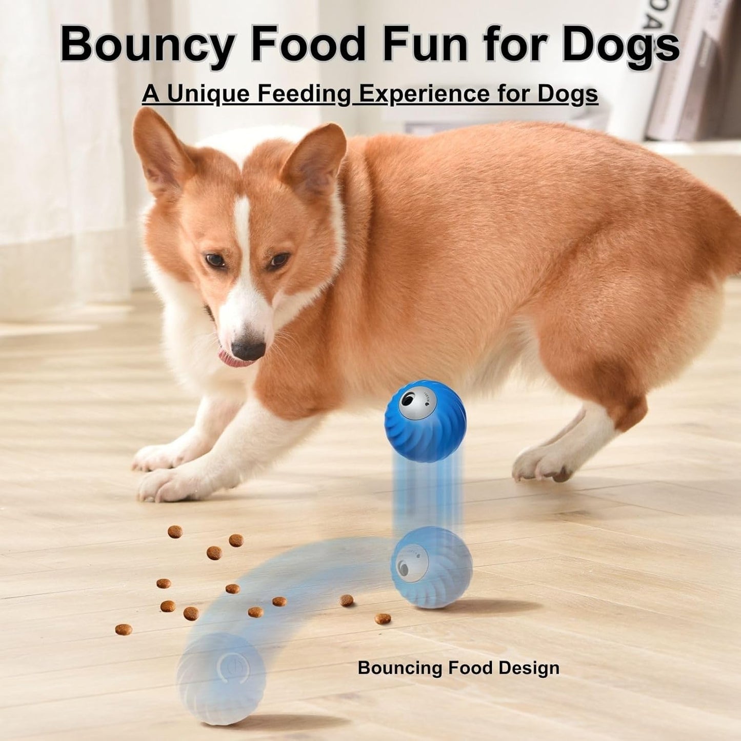 Zoomie Buddy 2.0, Zoomie Buddy for Dogs, 2 in 1 Smart Touch Interactive Dog Balls ＆ Pet Feeder, 2.83" Diameter, Suitable for Small/Medium Dogs, with Fruit Plush Cover (Blue, Only)