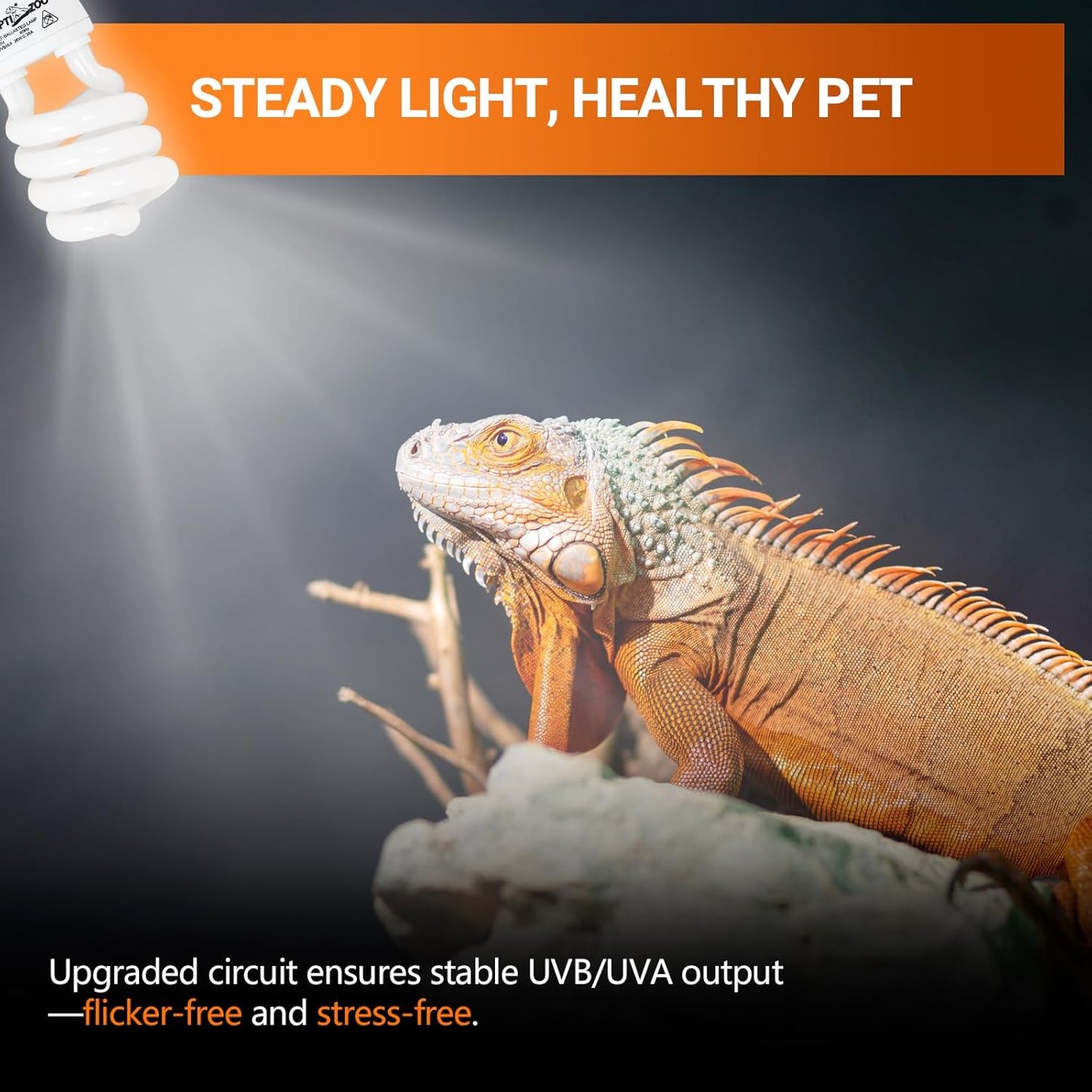 REPTI ZOO UVB Light for Desert Reptile 2 Pack, 10.0 26W UVA UVB Reptile Light Bulb, UVB Spiral Compact Lamp for Bearded Dragons Tortoises Lizards Snakes