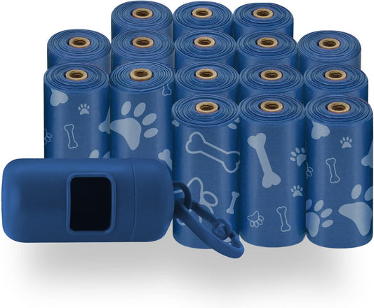 Best Pet Supplies Dog Poop Bags (240 Bags) for Waste Refuse Cleanup, Doggy Roll Replacements for Outdoor Puppy Walking and Travel, Leak Proof and Tear Resistant, Thick Plastic - Royal Blue