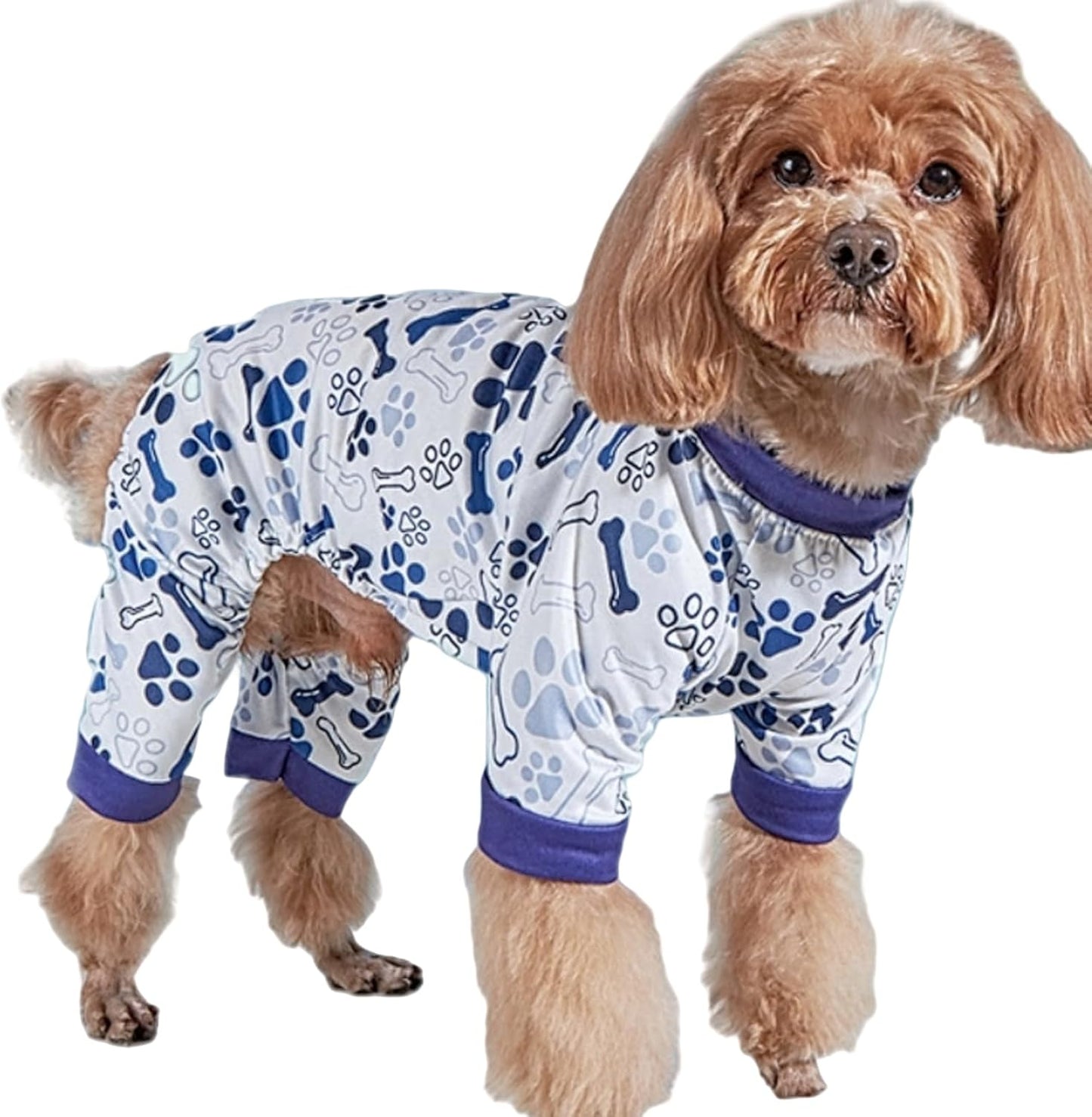Vet-Approved Dog Pajamas Onesie for Small Dog Clothes - Lightweight Soft Stretchy Puppy Costume - Certified Hypoallergenic Comfort Anxiety-Reducing (Blue,Small)