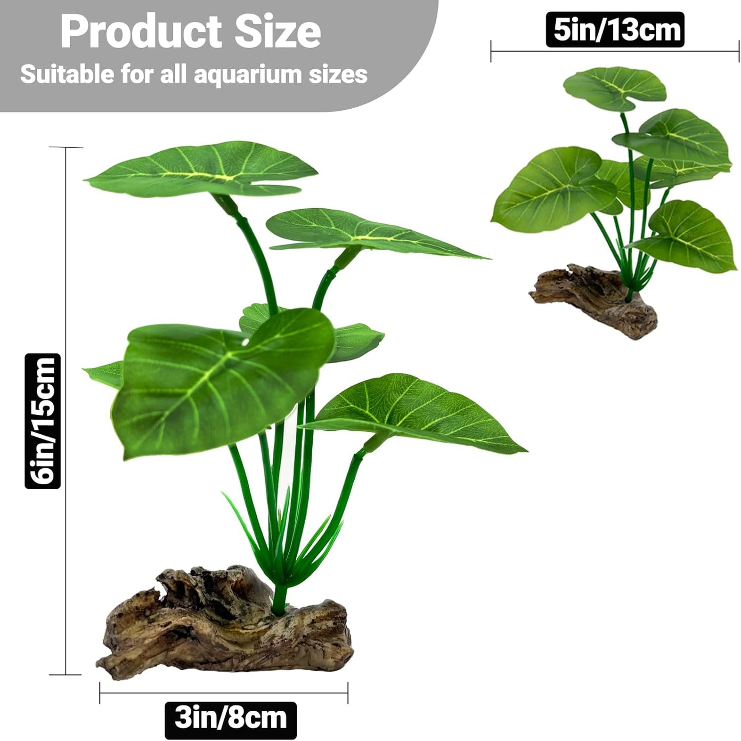 Aquarium Decor Fish Tank Plant Decorations 6-in Betta Leaf Hammock, Artificial Silk Aquarium Plants Realistic for Betta Fish Tank Accessories, Goldfish, Reptile Plants Decor Driftwood