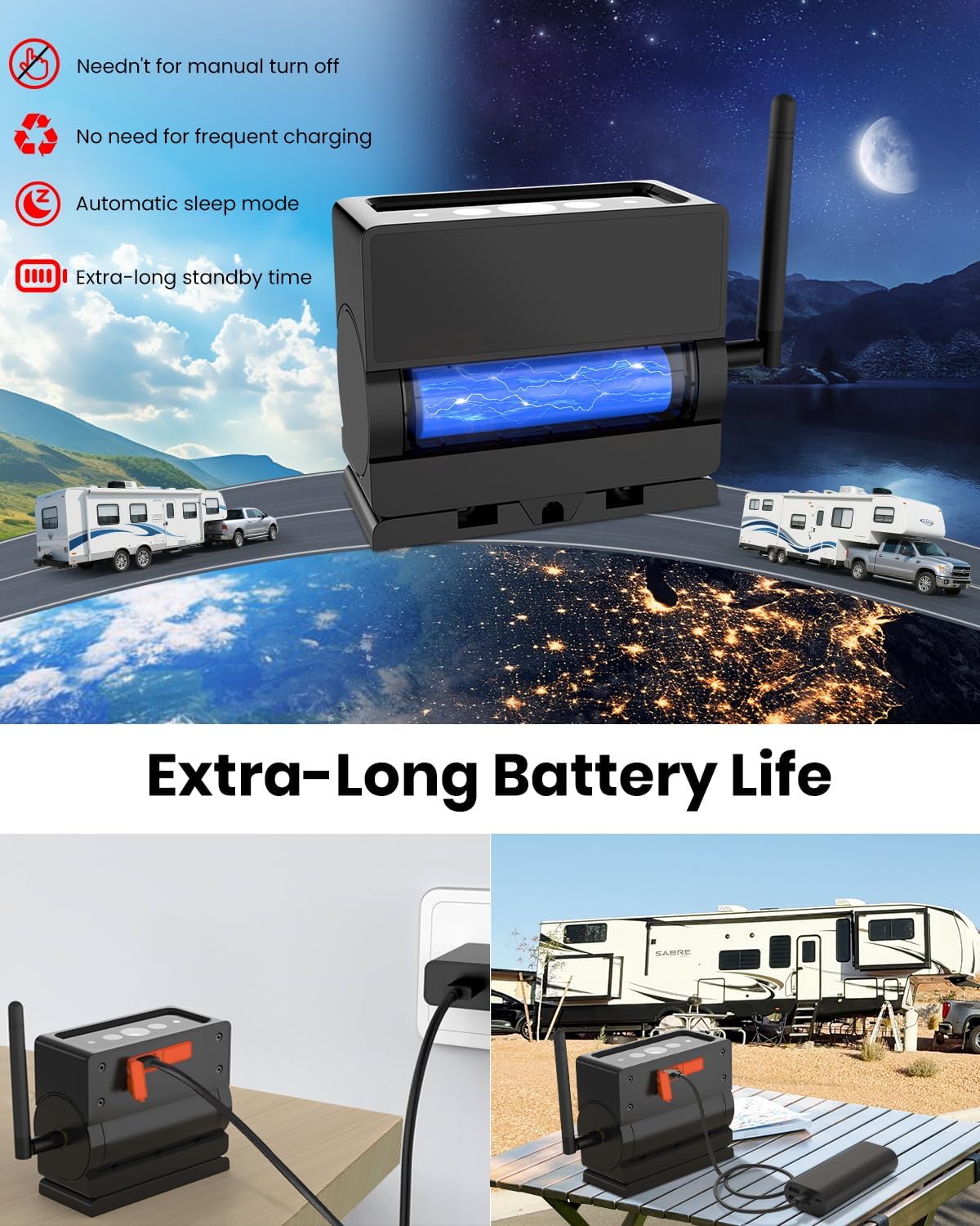 AUTO-VOX Wireless Backup Camera Magnetic:7.2" 1080P HD DVR Recording Monitor,No Wiring 1 Min Install Dual Antenna RV Back Up Camera,IP69K Waterproof with IR Night Vision for Truck,Camper,Trailer