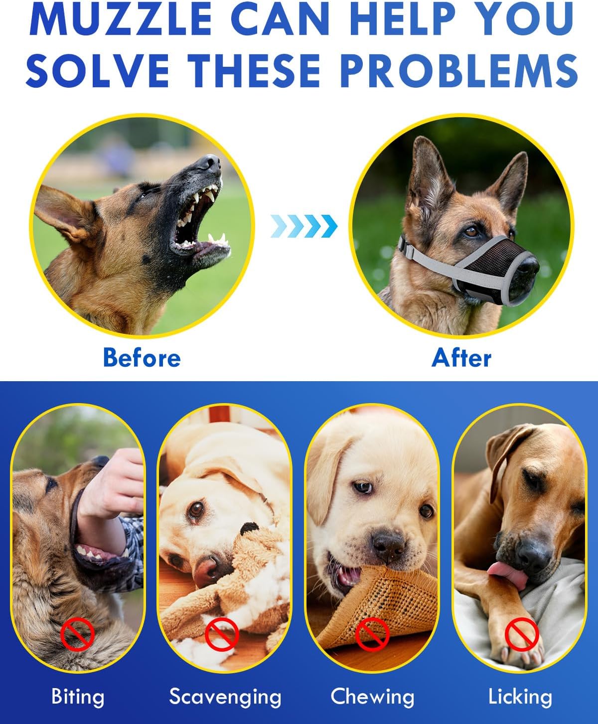 Dog Muzzle, Soft Air Mesh Muzzle for Small Medium Large Dogs Anti Biting Barking Chewing, Breathable Drinkable Adjustable Loop Pets Muzzle for German Shepherd Husky Labrador Retriever (Grey,L)