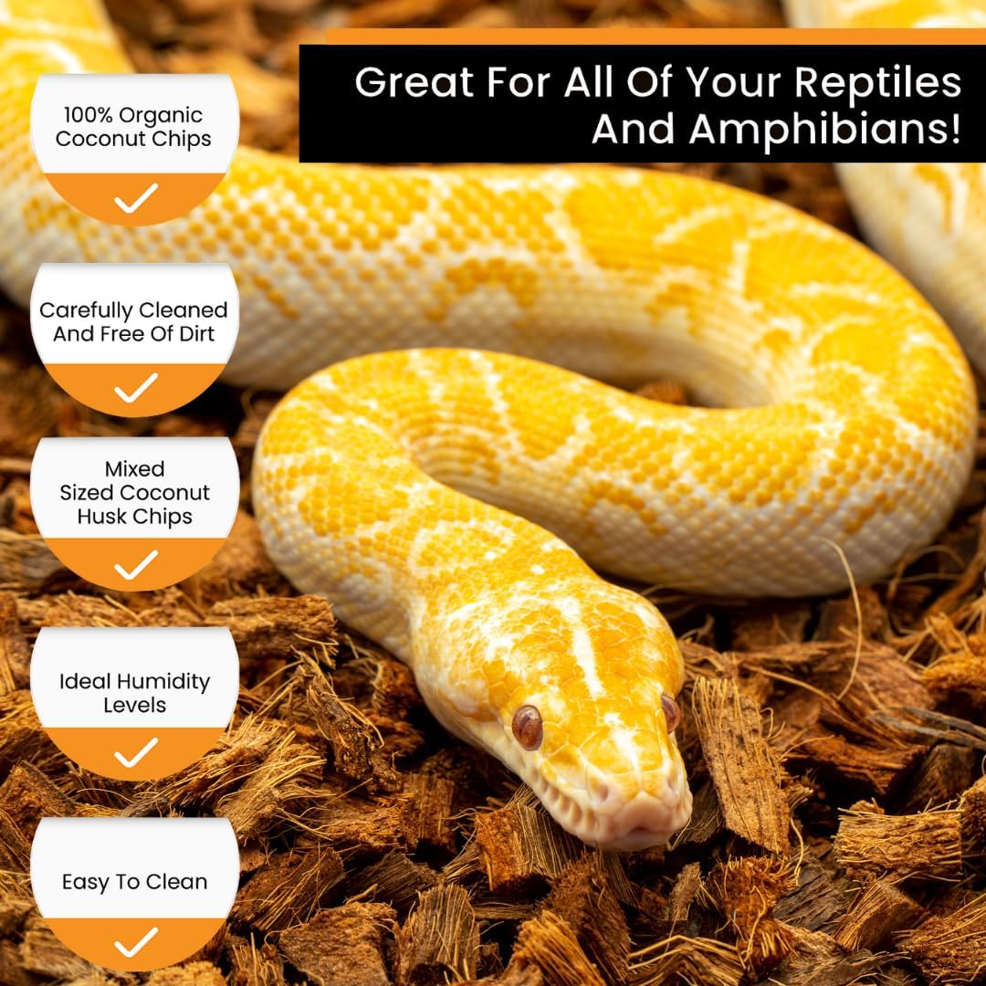 ReptiChip Reptile Bedding Loose Coconut Chip 12 Quart Coco Husk Substrate Mulch for Snake Habitat, Ball Python Terrarium, Turtle Tanks, Tortoise Enclosure