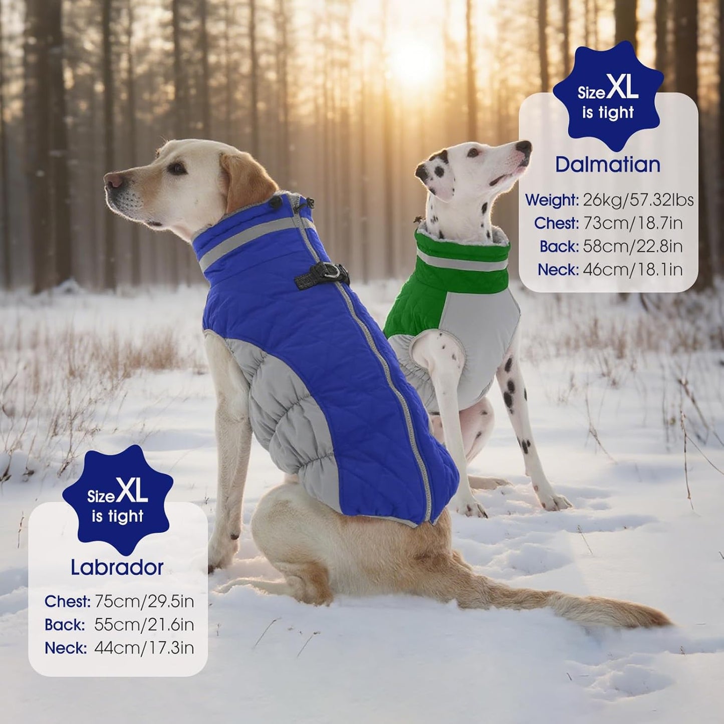 FUAMEY Dog Coat for Large Dogs,Waterproof Dog Winter Jacket with Harness Built in Puppy Cold Weather Coats Reflective Pet Vest with Zipper Warm Fleece Dogs Snowsuit Windproof Blue XL