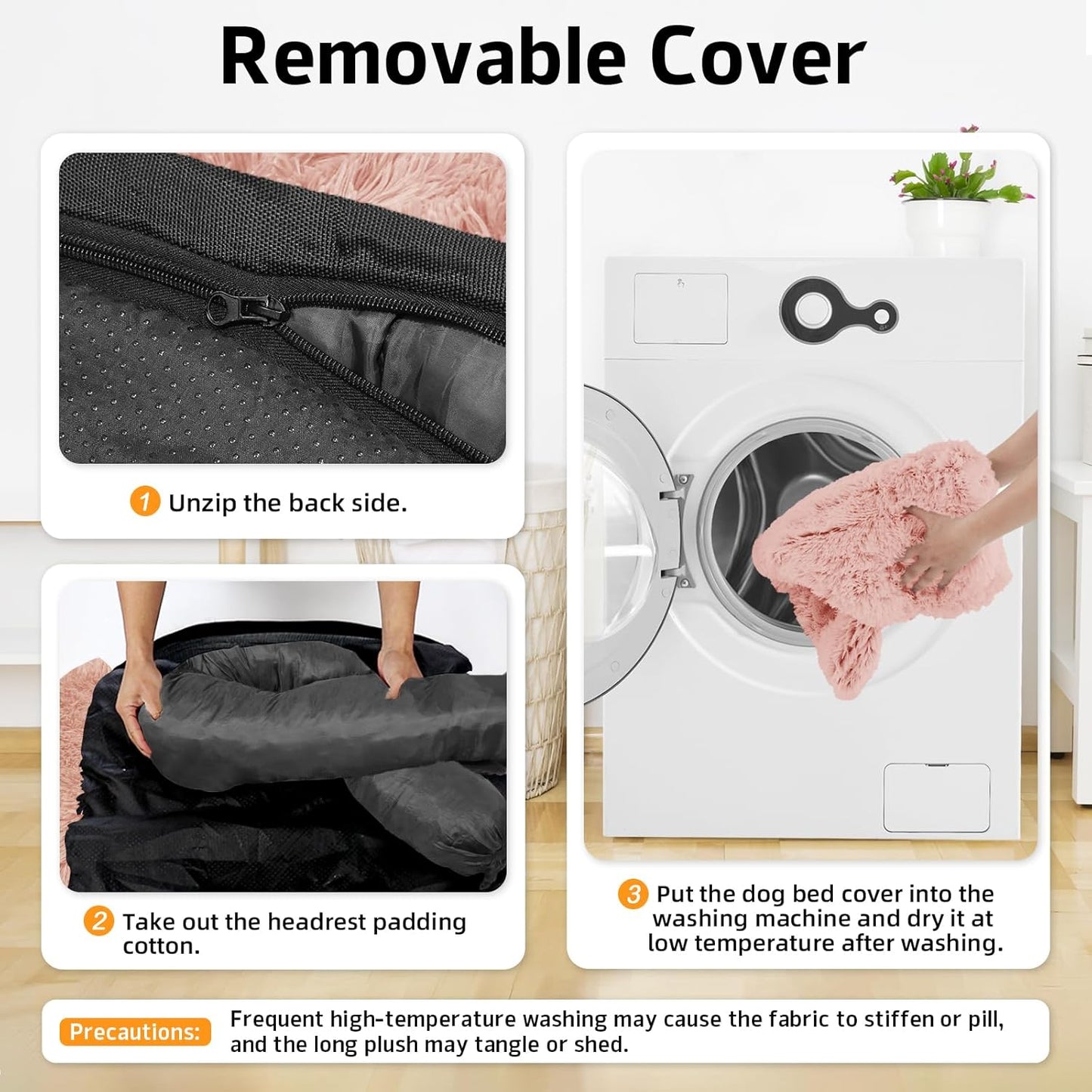 GGIB Calming Dog Bed Fluffy Plush Dog Mat for Furniture Protector with Removable Washable Cover for Large Medium Small Dogs and Cats (XS (31"x23.5"x5"), Pink)