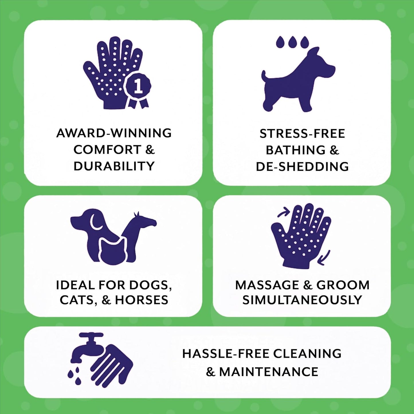 H HANDSON Pet Grooming Gloves - Patented #1 Ranked, Award Winning Shedding, Bathing, & Hair Remover Gloves - Gentle Brush for Cats, Dogs, and Horses (Red, Medium)