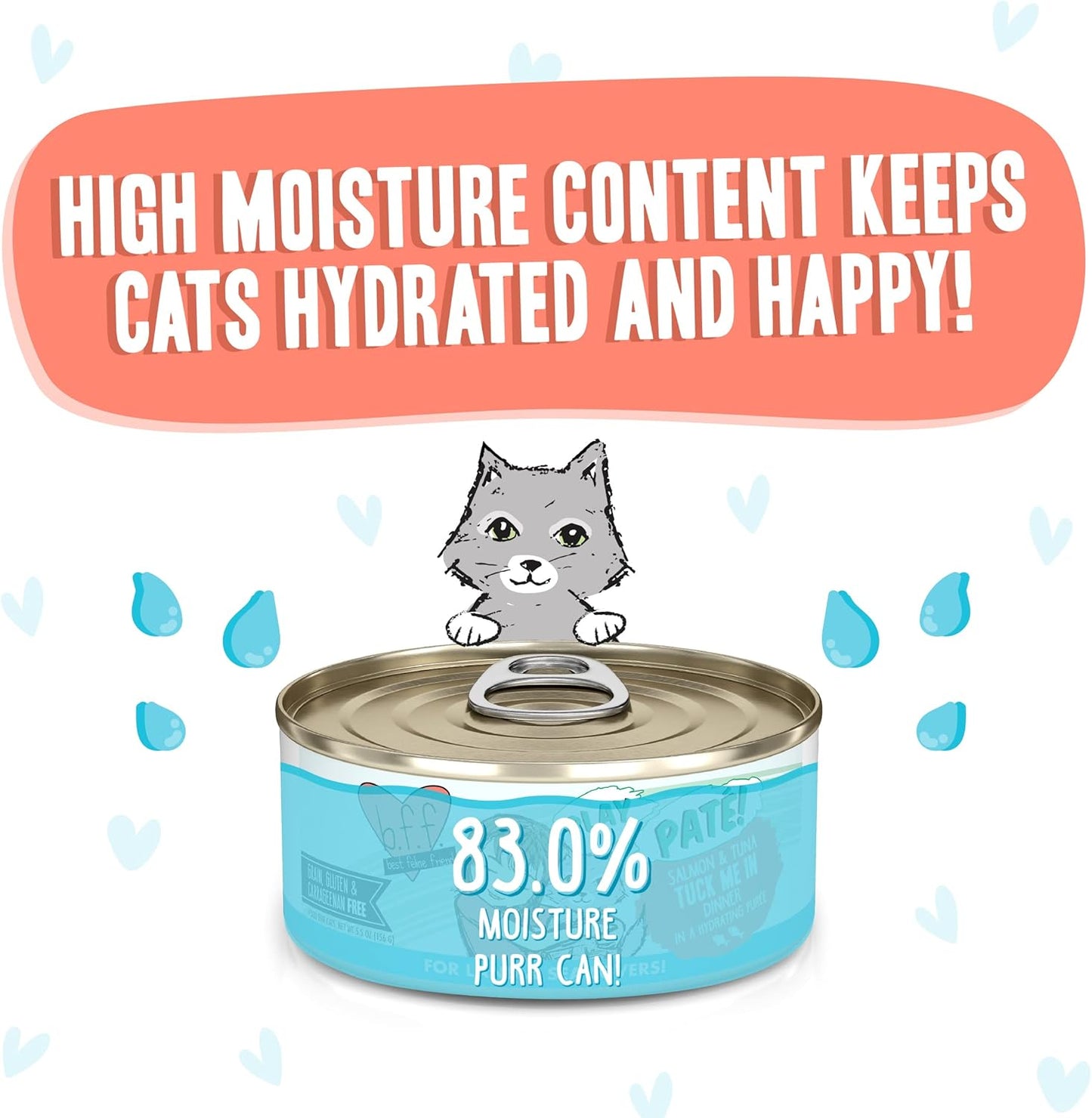 Weruva B.F.F. Play - Best Feline Friend Paté Lovers, Aw Yeah!, Salmon & Tuna Tuck Me in with Salmon & Tuna, 5.5oz Can (Pack of 8)