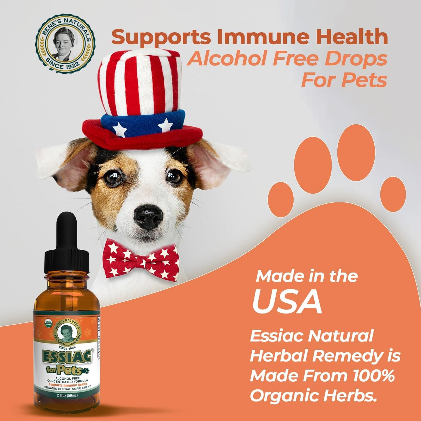 Essiac for Pets | USDA Organic | Daily Drops for Immune Support and Longevity | Pre-Measured Dropper | Alcohol Free Concentrated Formula | 2oz (59ml)
