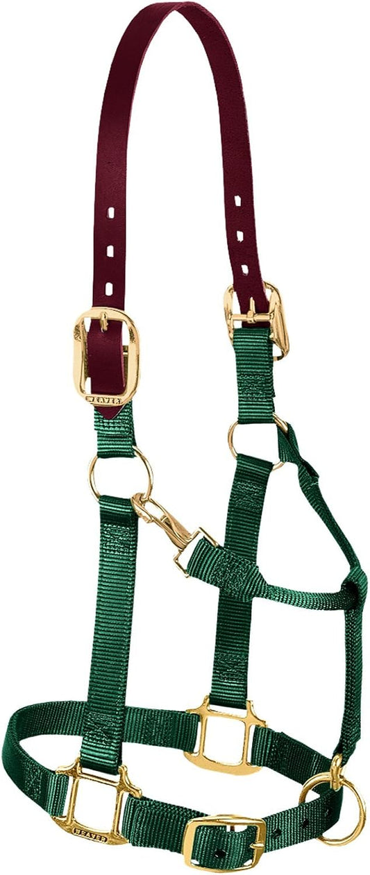 Weaver Equine Nylon Horse Halter, Triple-Ply Cheek Design, Original Non Adjustable Halters for Horses, Equine Tack,Average Size, Black