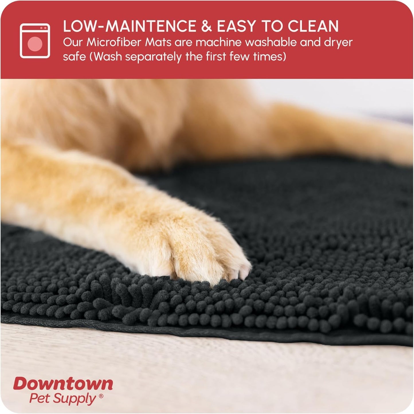 My Doggy Place Microfiber Dog Mat for Muddy Paws, 18" x 24" Charcoal - Absorbent and Quick-Drying Dog Paw Cleaning Mat, Washer and Dryer Safe - Non-Slip Rubber Backed Dog Floor Mat, Small