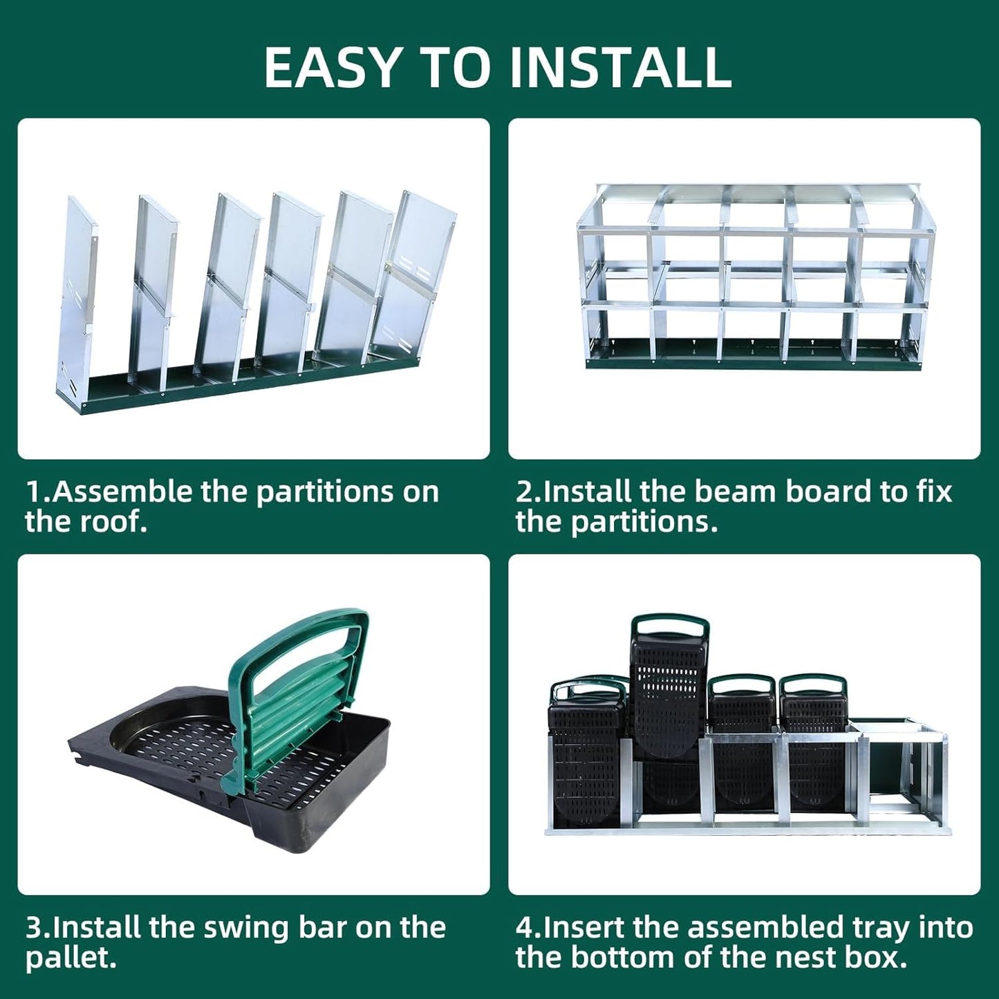 Chicken Nesting Box, 10 Hole 2 Layer Hen Nest Box with Legs, Roll Away Eggs Laying Boxes,Cleanable Pull Out Hen Roosting Boxes