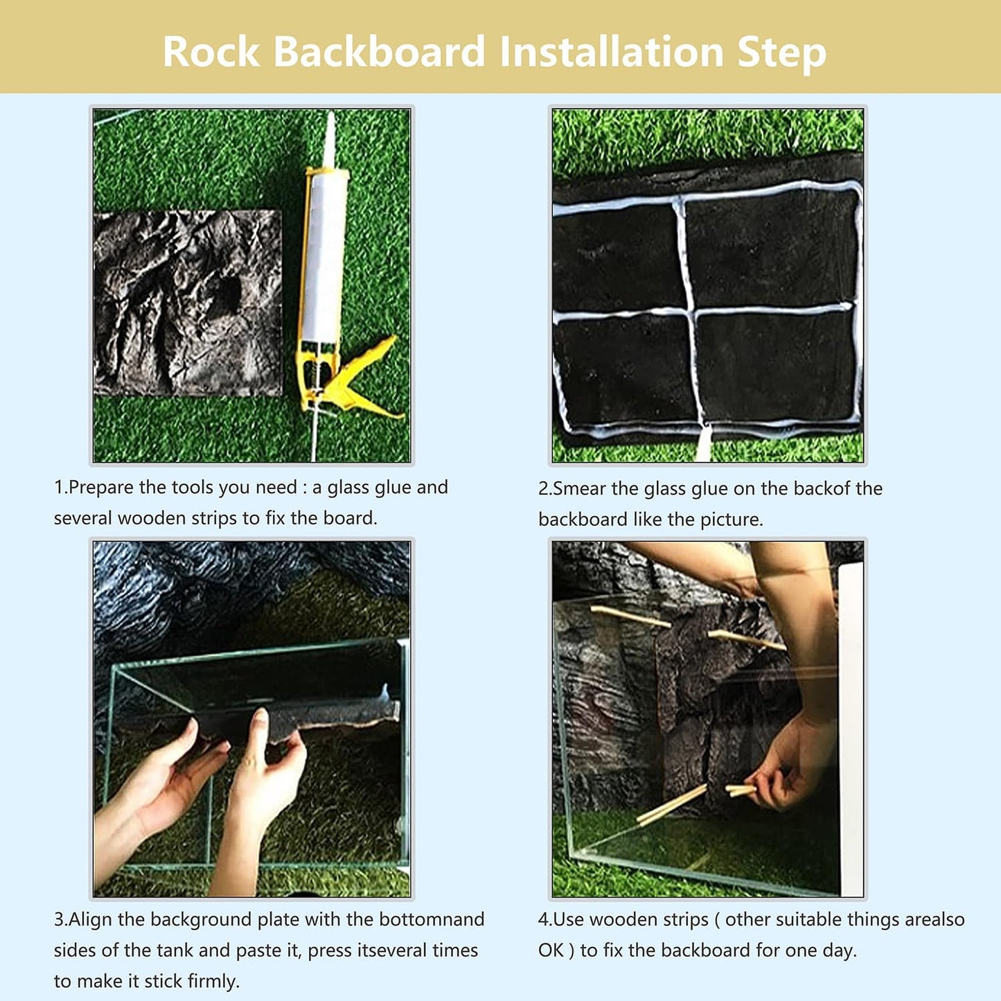 4pcs Rock Terrarium Background,3D Reptile Tank Background Board,Amphibian Stereo Backdrop Wall,Lizard Snake Gecko Spider Chameleon Turtle Fish pet silo Background Decorative Panel