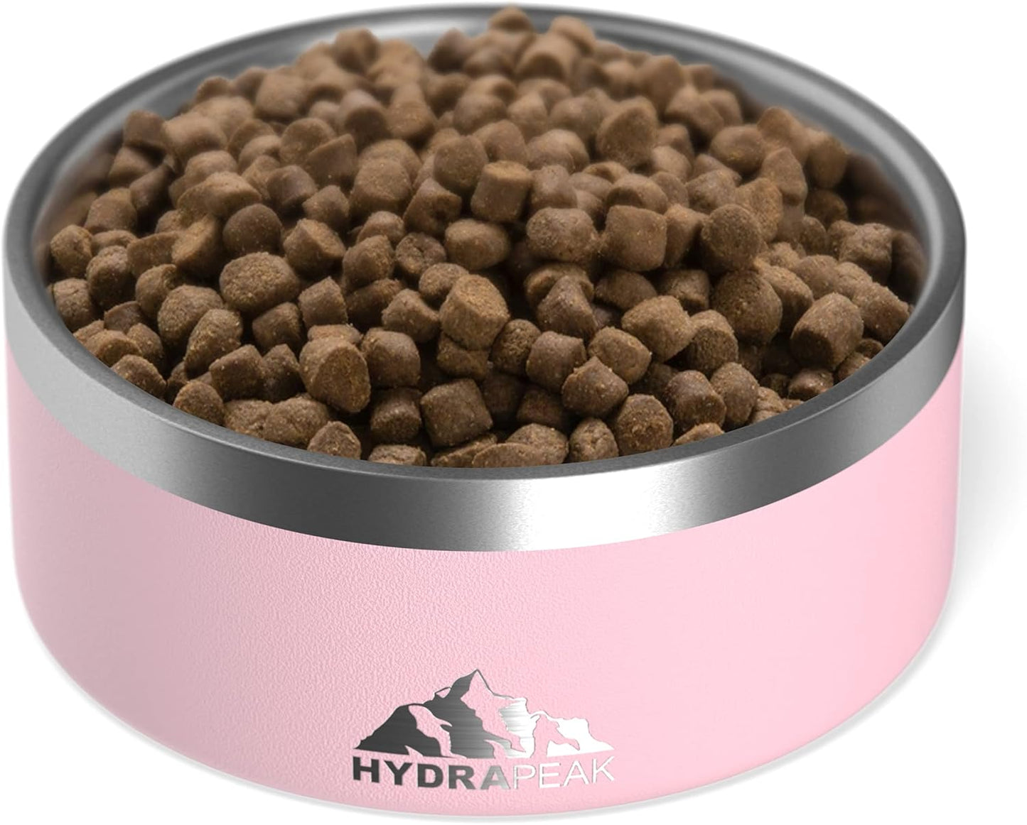 Hydrapeak Dog Bowl; Non Slip Stainless Steel; Water and Food Dish; Large Sized and Small Dogs; 32oz 64oz; Multiple Sizes; 4 Cup | Pink