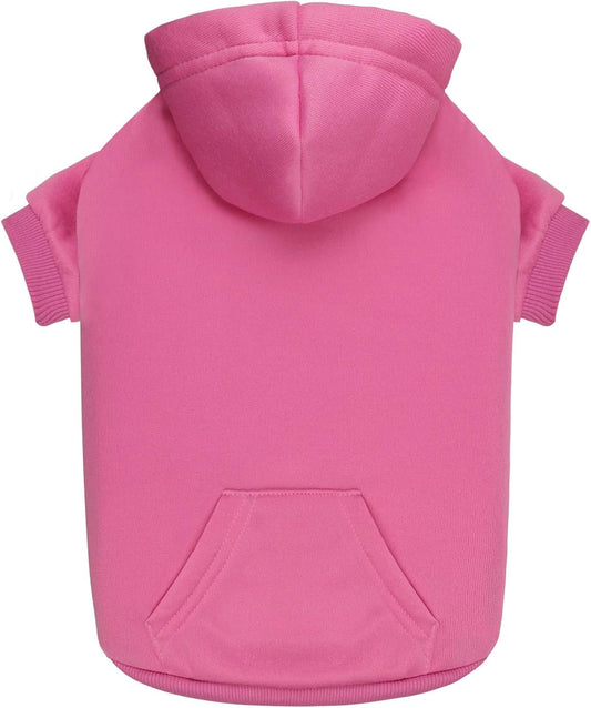 Dog Hoodie Dog Sweaters for Small Dogs Pet Sweater Solid Soft Brushed Fleece Pet Clothes Hoodie Sweatshirt with Pocket(Pink-XS)