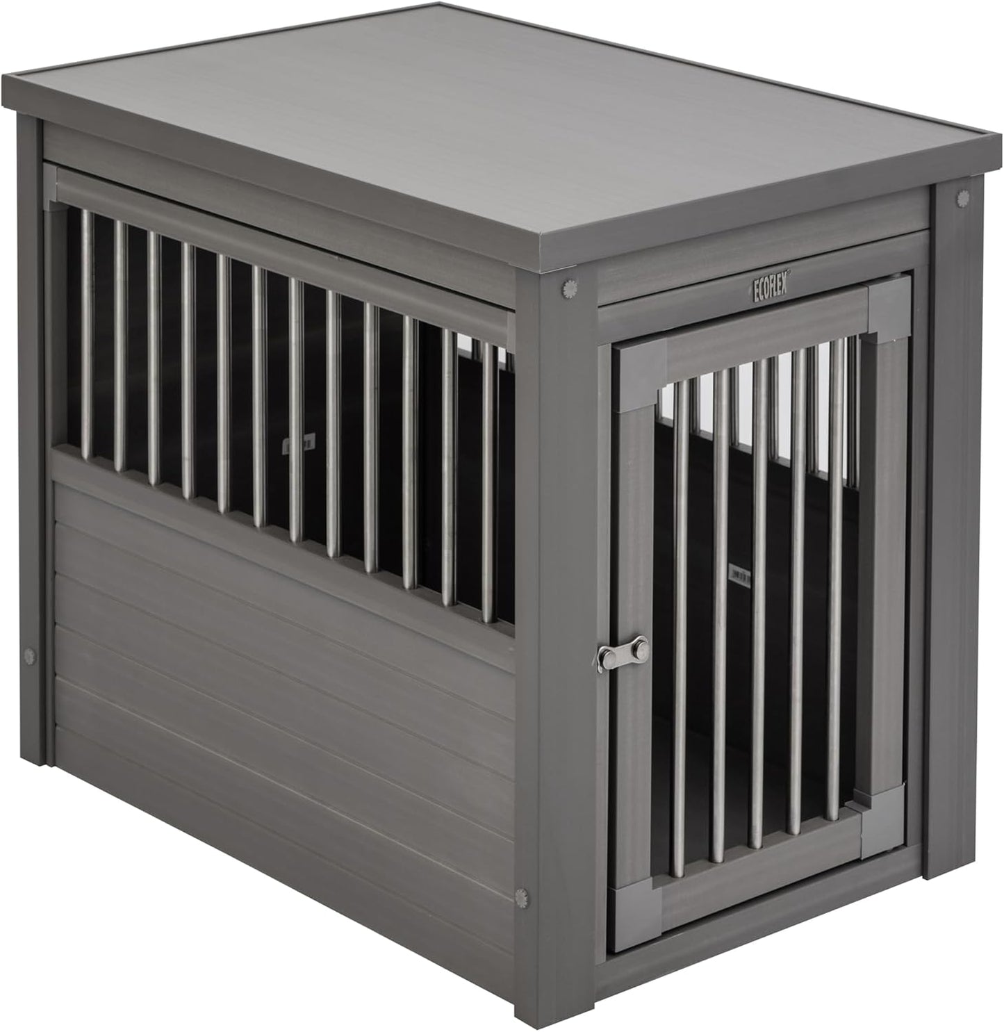 New Age Pet ECOFLEX Dog Crate End Table - Furniture-Style Pet Crate for Crate Trained Dogs - Stainless Steel Tubing & a Latched Closure - 10 Year Manufacturer's Warranty, Medium