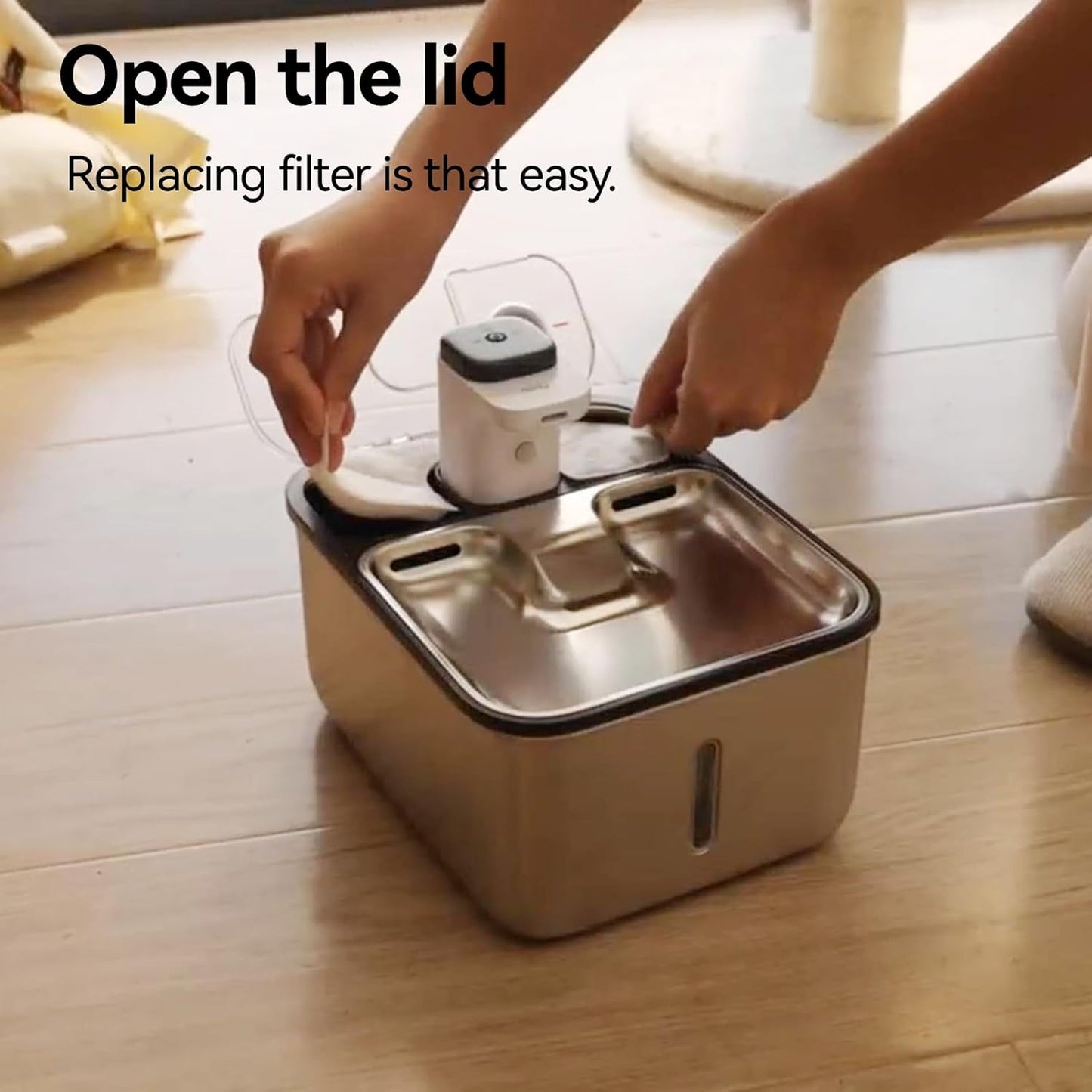 Stainless Steel Cat Water Fountain Wireless for Cats Indoor, Automatic Metal Dog Water Dispenser,Cordless Battery Operated Pet Drinking Fountain,Rechargeable Waterer with Motion Sensor 123oz, Gray