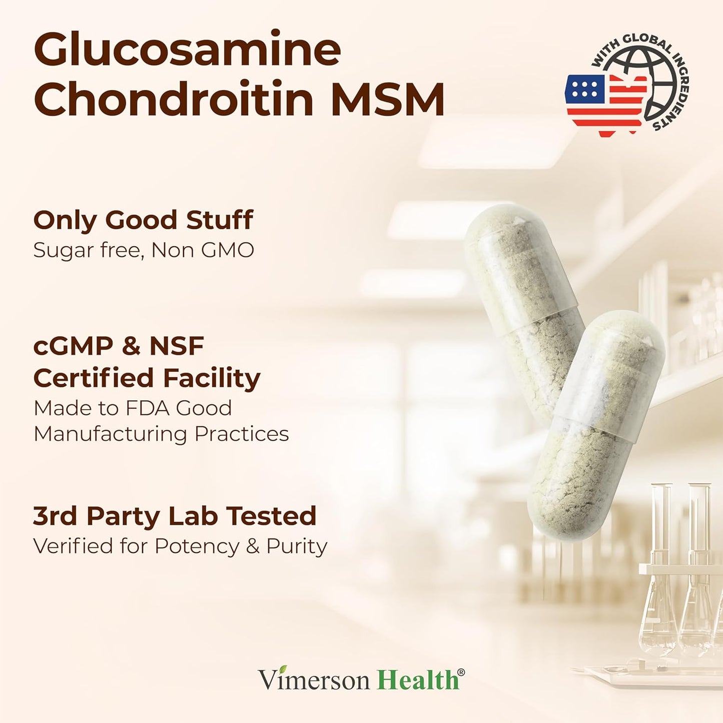 Glucosamine Chondroitin MSM Supplement – 3-in-1 Joint Supplements for Men and Women w/Glucosamine Sulfate 1500mg, Chondroitin Sulfate 1200mg & MSM 2000mg for Joint Health – FSA Eligible 150 Caps