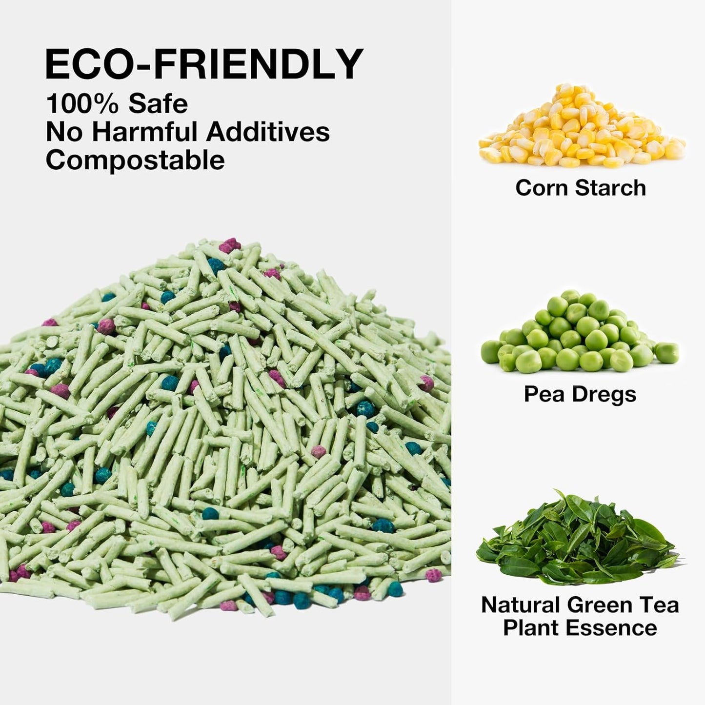 VETRESKA Tofu Cat Litter,Natural Kitty Litter Strong Clumping Flushable Cat Litter Pellets Ultra Absorbent,Odor Control,Dust-Free,Low Tracking Eco-Friendly Tofu Litter,Greentea(5.5lb×2bags)