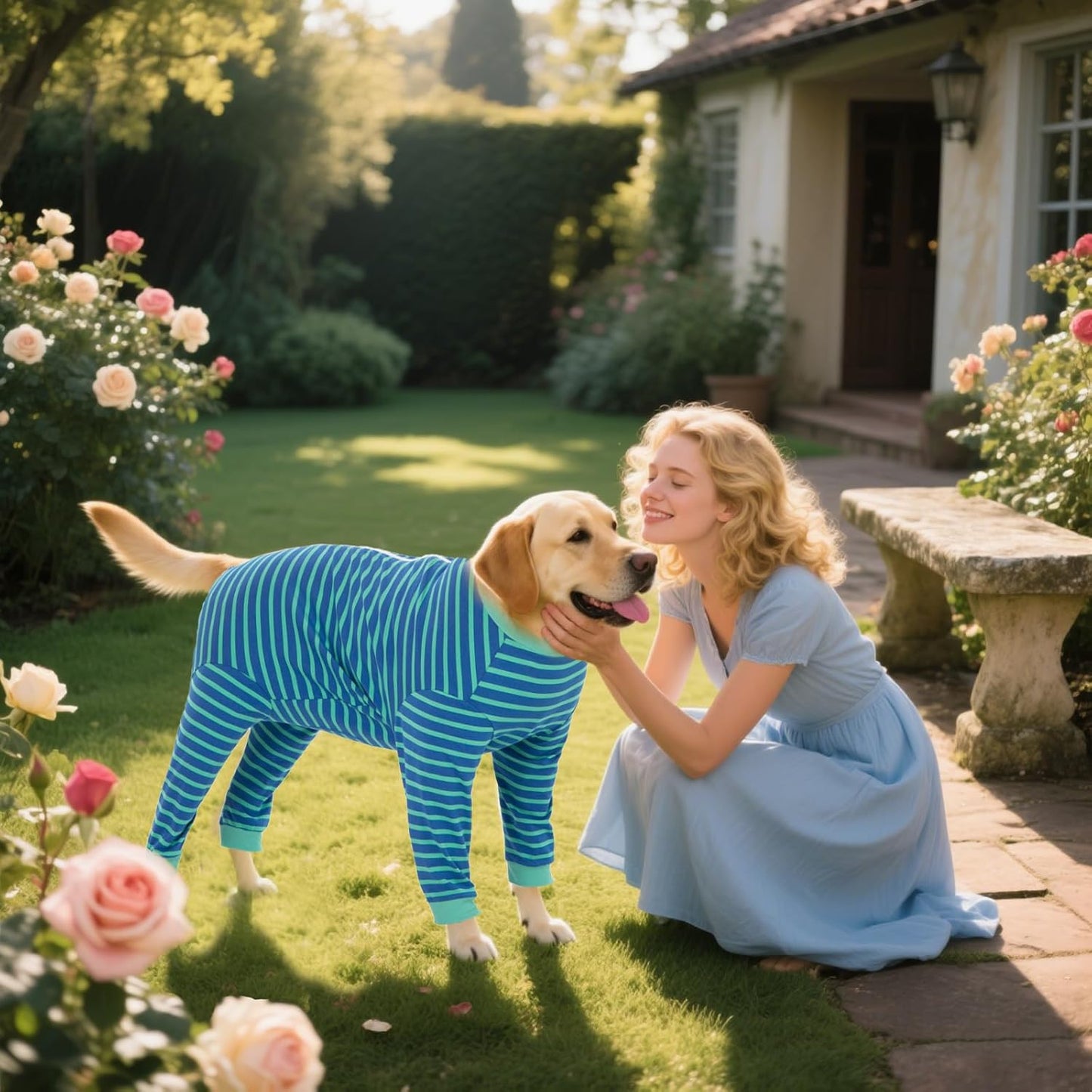 Yeapeeto Dog Onesie Surgery Recovery Suit for Large Medium Bodysuit Dogs Pajamas PJS Full Body for Shedding, Prevent Licking, Wound Protection, Cone Alternative… (Blue Green, 2XL)