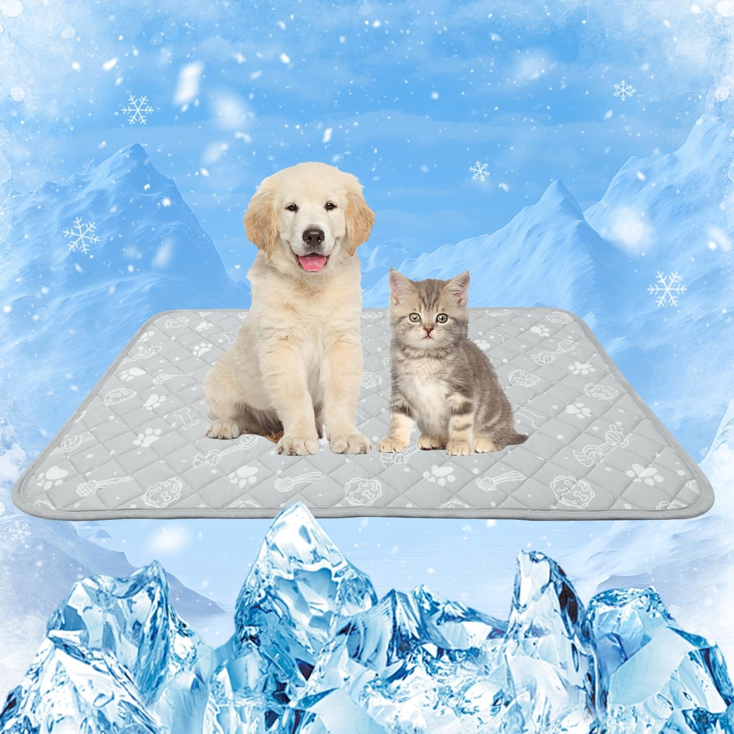 MH MYLUNE HOME Dog/Cat Cooling Mat, Arc-Chill Cooling Fiber & Endothermic Color Changing Pet Mat, 20'x30', Foldable & Washable, Non-Toxic Summer Pet Blanket, Light Gray