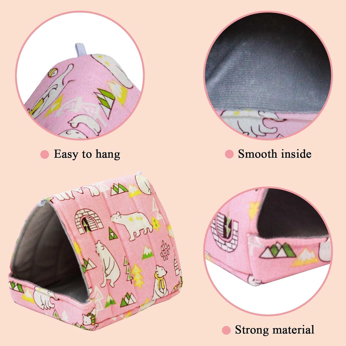 JSPYFITS 2 Pack Guinea Pig Hideout,Small Animal House Guinea Pig Bed Washable Cage Accessories for Small Pet Bunny/Rabbit/Hamster/Chinchilla Guinea Polar Bear Forest