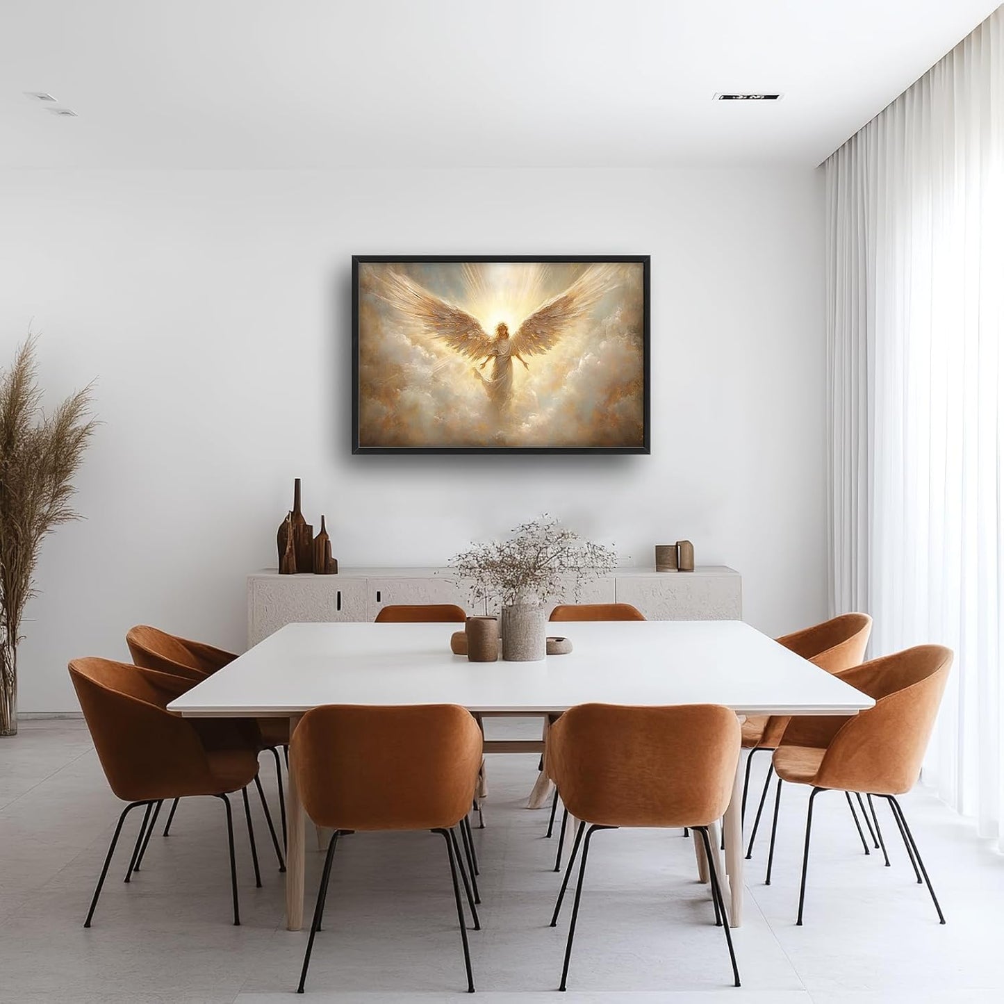 Large Angel Wall Art for Living Room, Framed Oversized Angel Wing Wall Decor Fantasy Sky Clouds Canvas Painting Modern Artwork for Living Room Bathroom Bedroom Office Dining Room 36"x24"