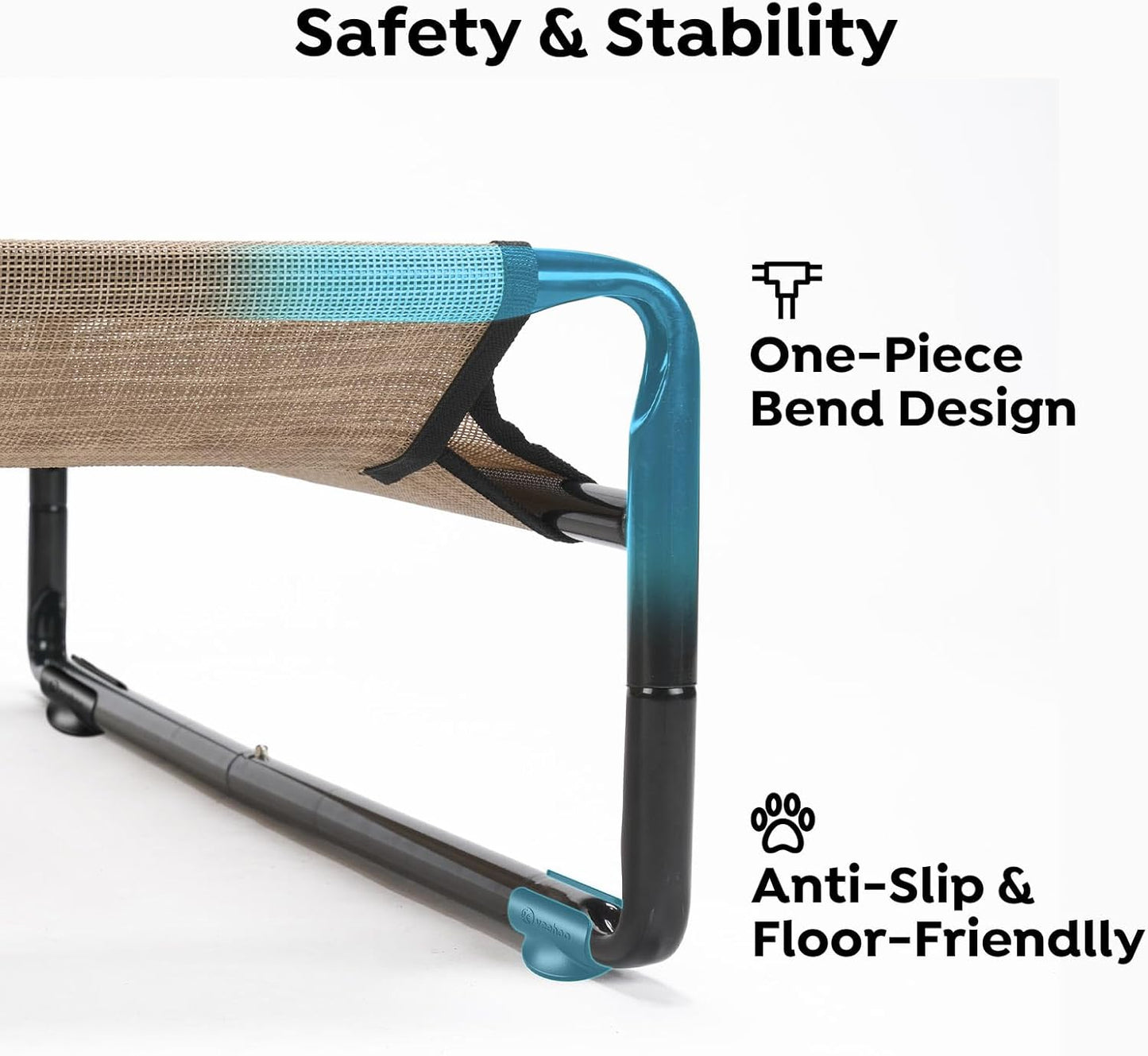 Veehoo Original Outdoor Elevated Dog Bed, Cooling Raised Dog Cot for Medium Dogs, Portable Standing Pet Hammock Platform with Washable Breathable Mesh, No-Slip Feet, Medium, Beige Coffee, CWC2201