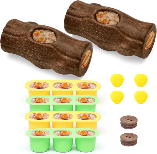 2 Pack Dog Toys for Aggressive Chewers, Interactive Indestructible Dog Toys to Keep Them Busy, Durable Dog Frozen Treat Toy for Large & Medium Dogs, Reduces Anxiety & Extends Playtime, Red Brown