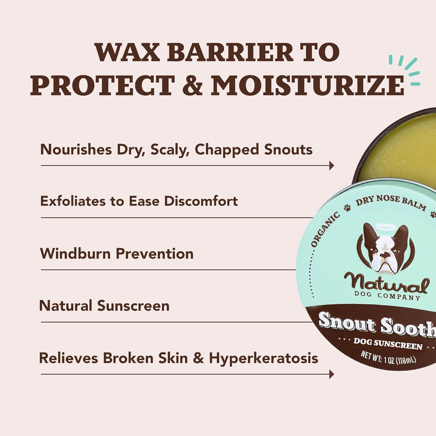 Natural Dog Company Snout Soother Bundle, Includes 2oz Tin + 0.15oz Stick, Dog Nose Balm for Chapped, Crusty and Dry Dog Noses, Organic, All Natural Ingredients, Packaging May Vary